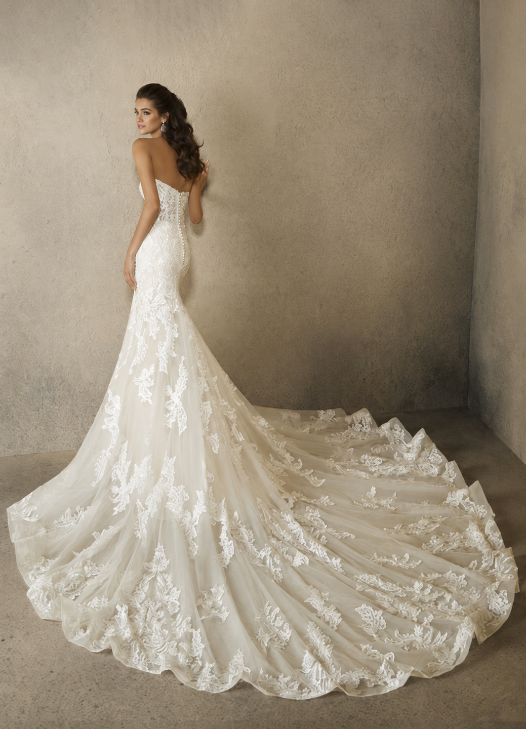 Mori Lee Rochelle 2081 fit and flare sparkle tulle wedding gown with beaded embroidered lace appliques and sweetheart neckline