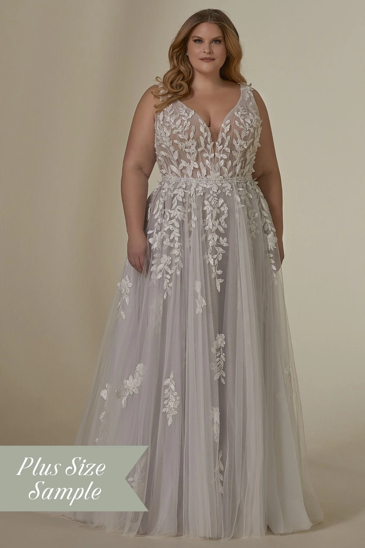 Boho Lace A-line Plus Size Wedding Dress with Tank Straps