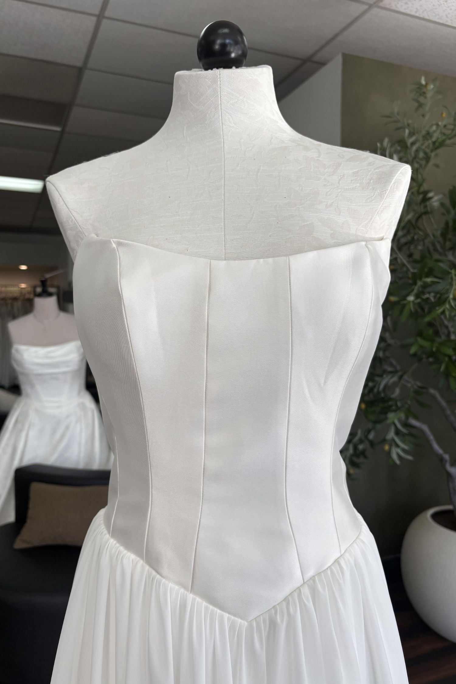 Simple Chiffon A-line Wedding Dress with Mikado Bodice