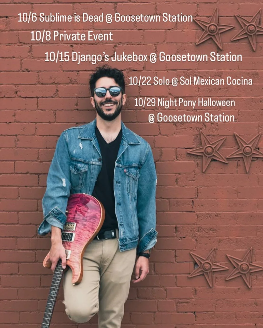 Super thankful to be busy this month! Come hang out if you&rsquo;re around for any of these dates - shout out to @goosetownstation for an almost residency this October 😂

📸 @erin_shines