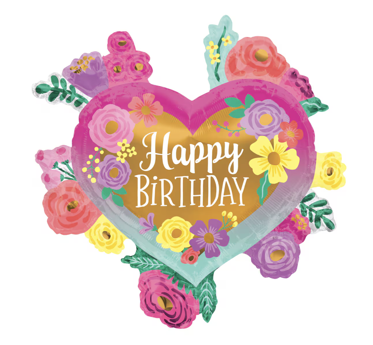 27" Birthday Painted Flowers Balloon