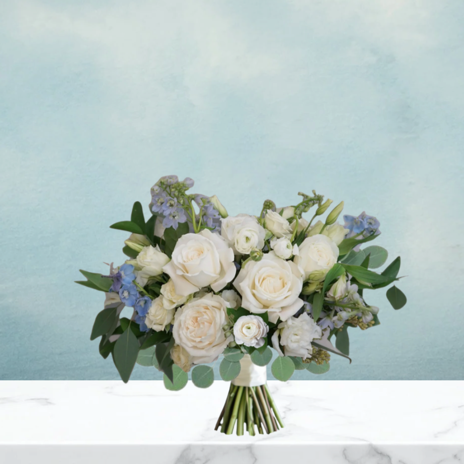 DUSTY BLUE WEDDING BOUQUET