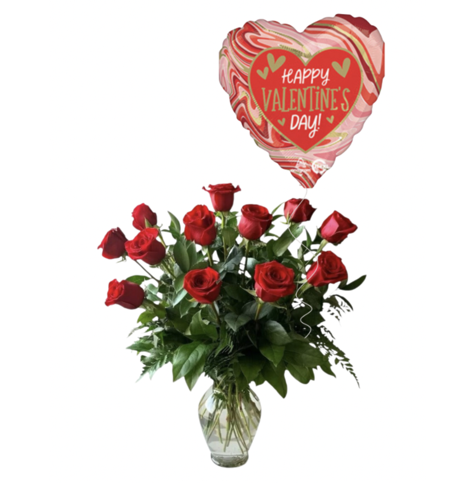 VALENTINE DOZEN WITH BALLOON