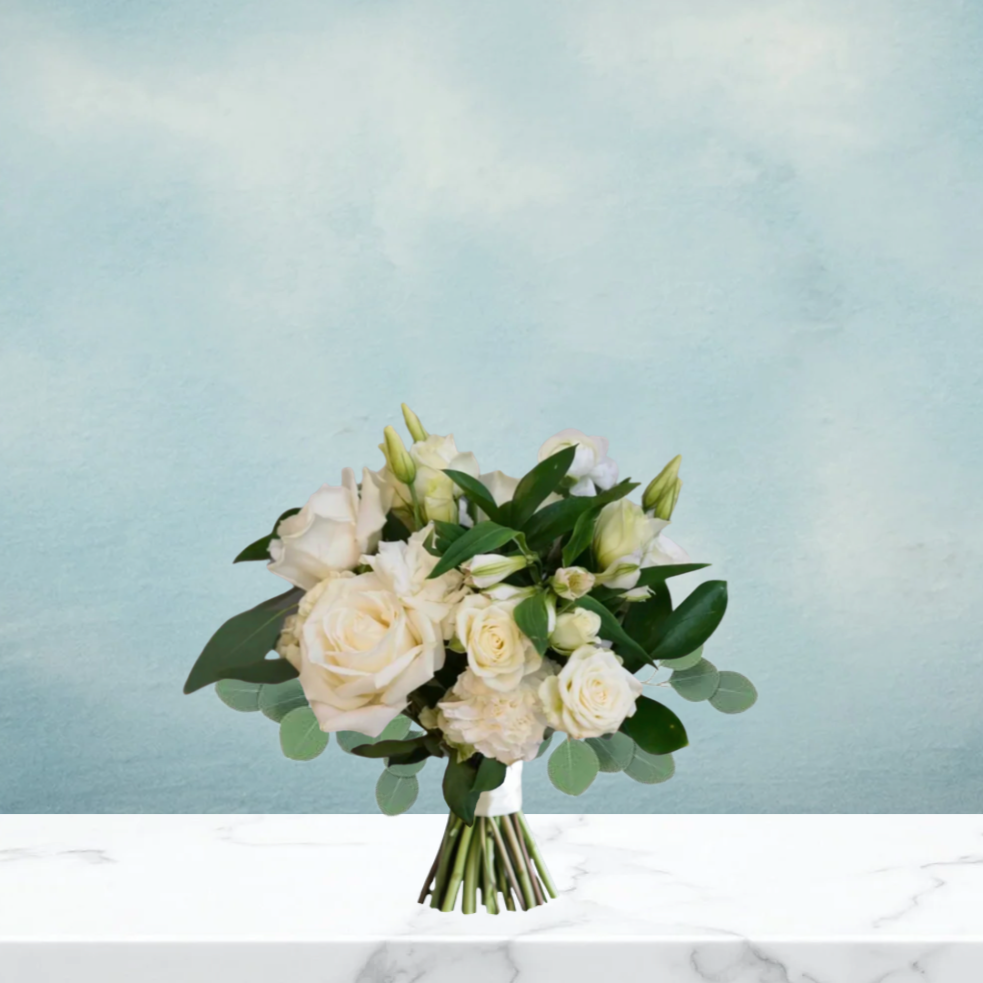 MINI WHITE GARDEN WEDDING BOUQUET