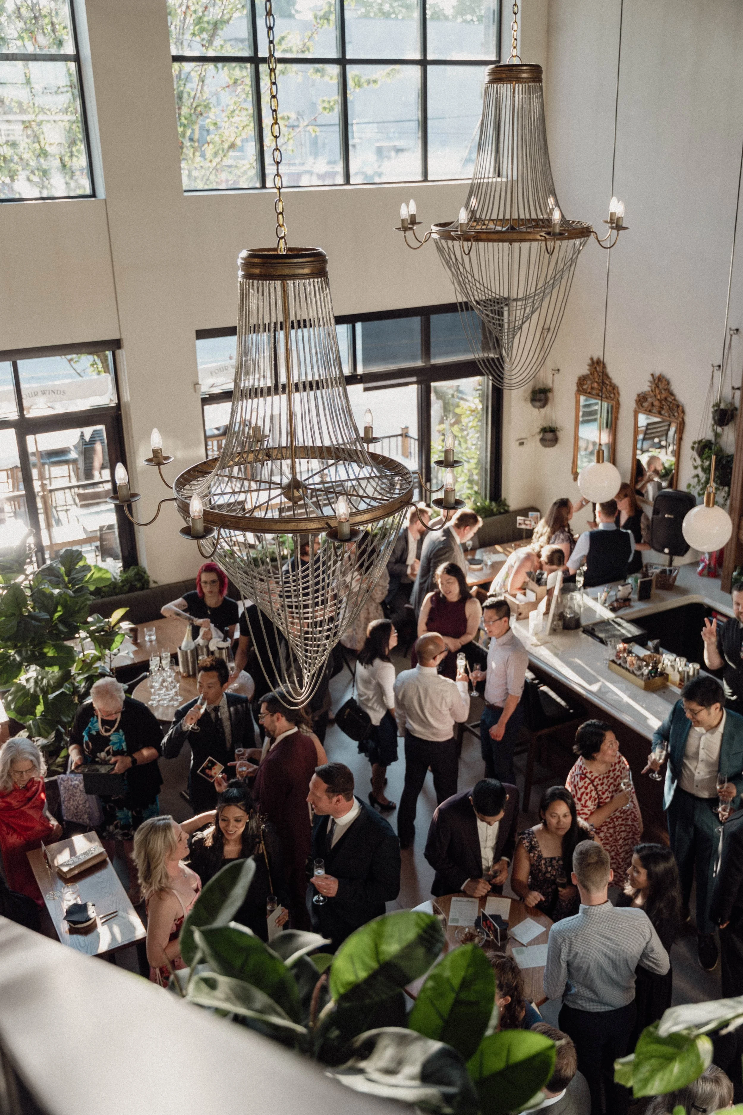 A full room shot showing a wedding private event held at The Watson.