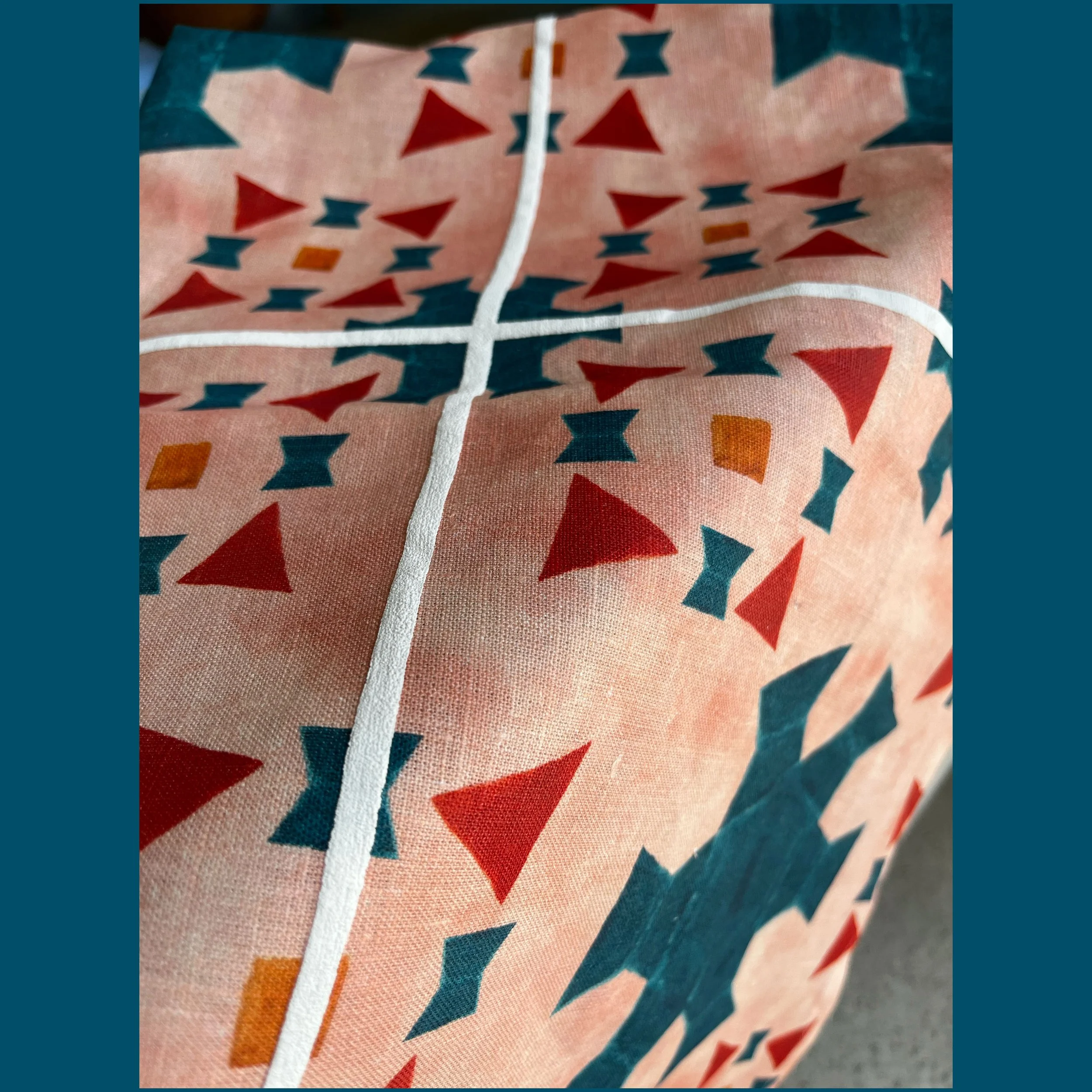 Spanish Tile Tablecloth with puff screenprint grid.jpg