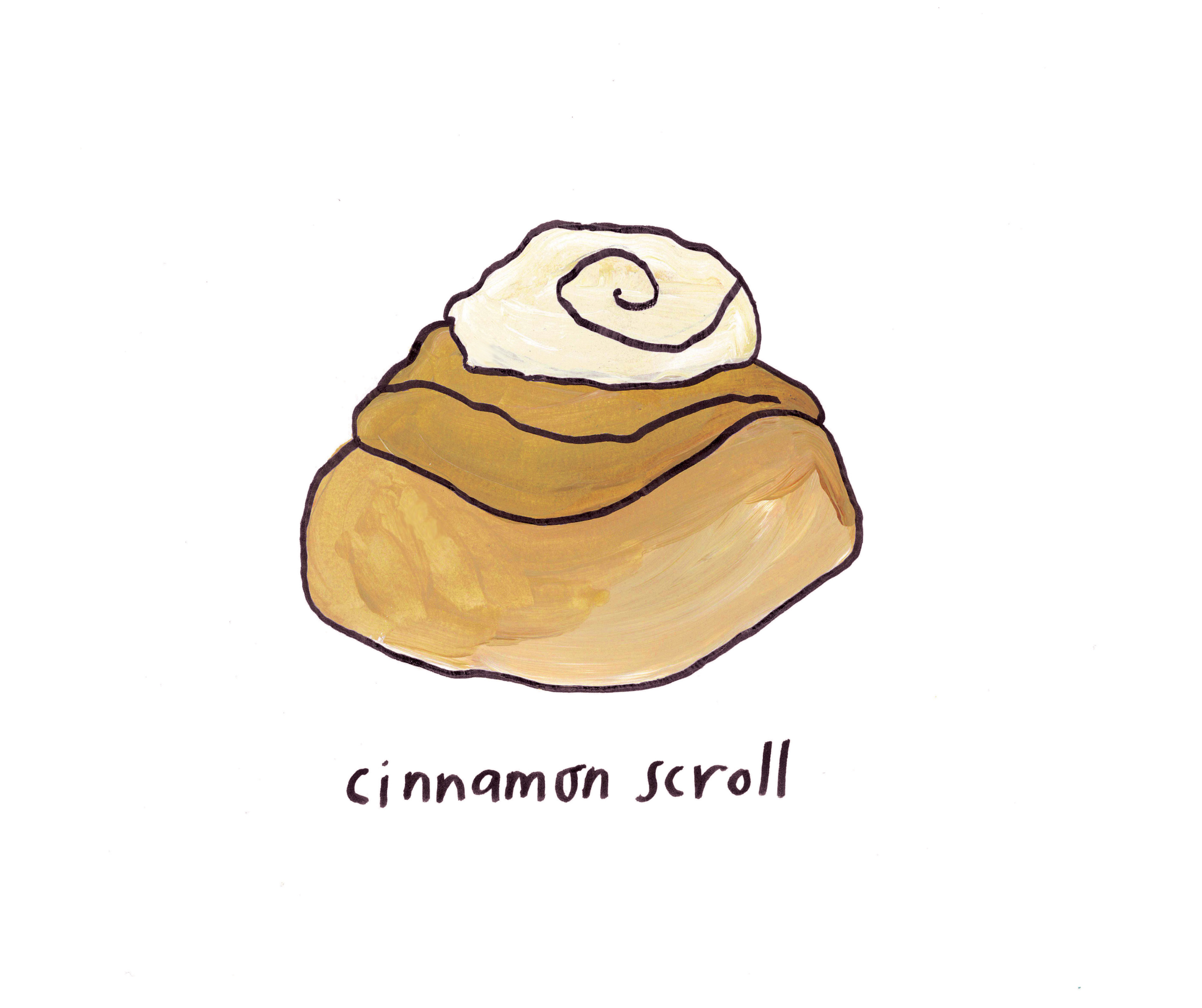Series of food poster illustrations inspired by foods that hold memories, from fresh lychees and cinnamon scrolls to to black coffee and green olives. 