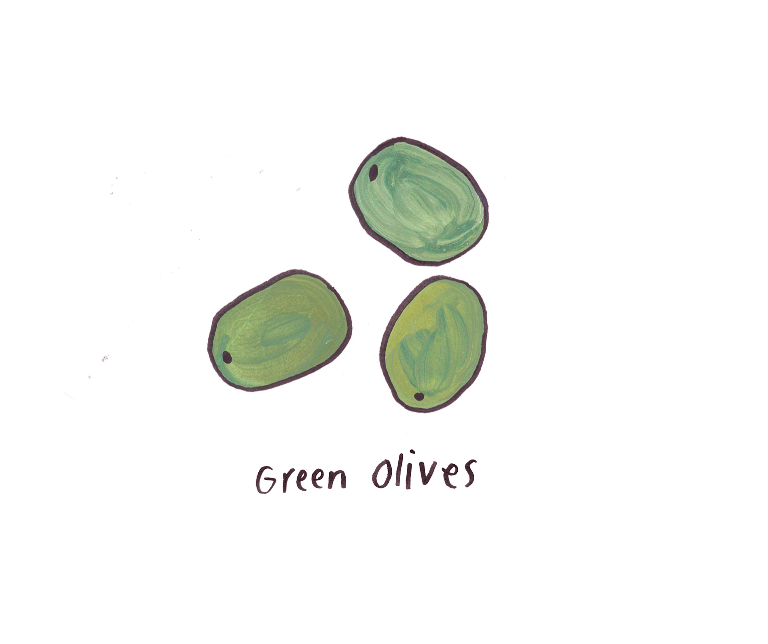 Series of food poster illustrations inspired by foods that hold memories, from fresh lychees and cinnamon scrolls to to black coffee and green olives. 