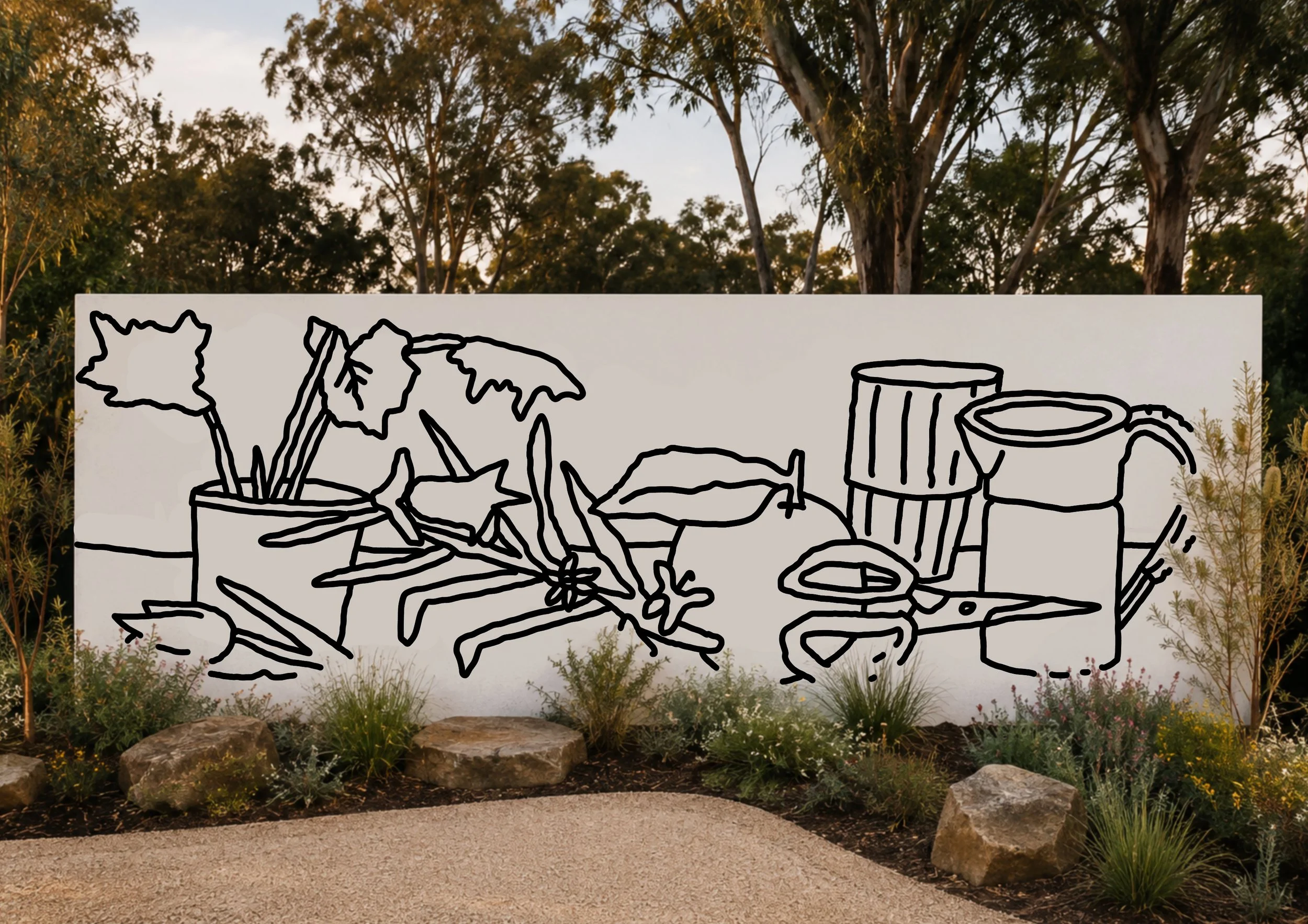 garden private residence mural