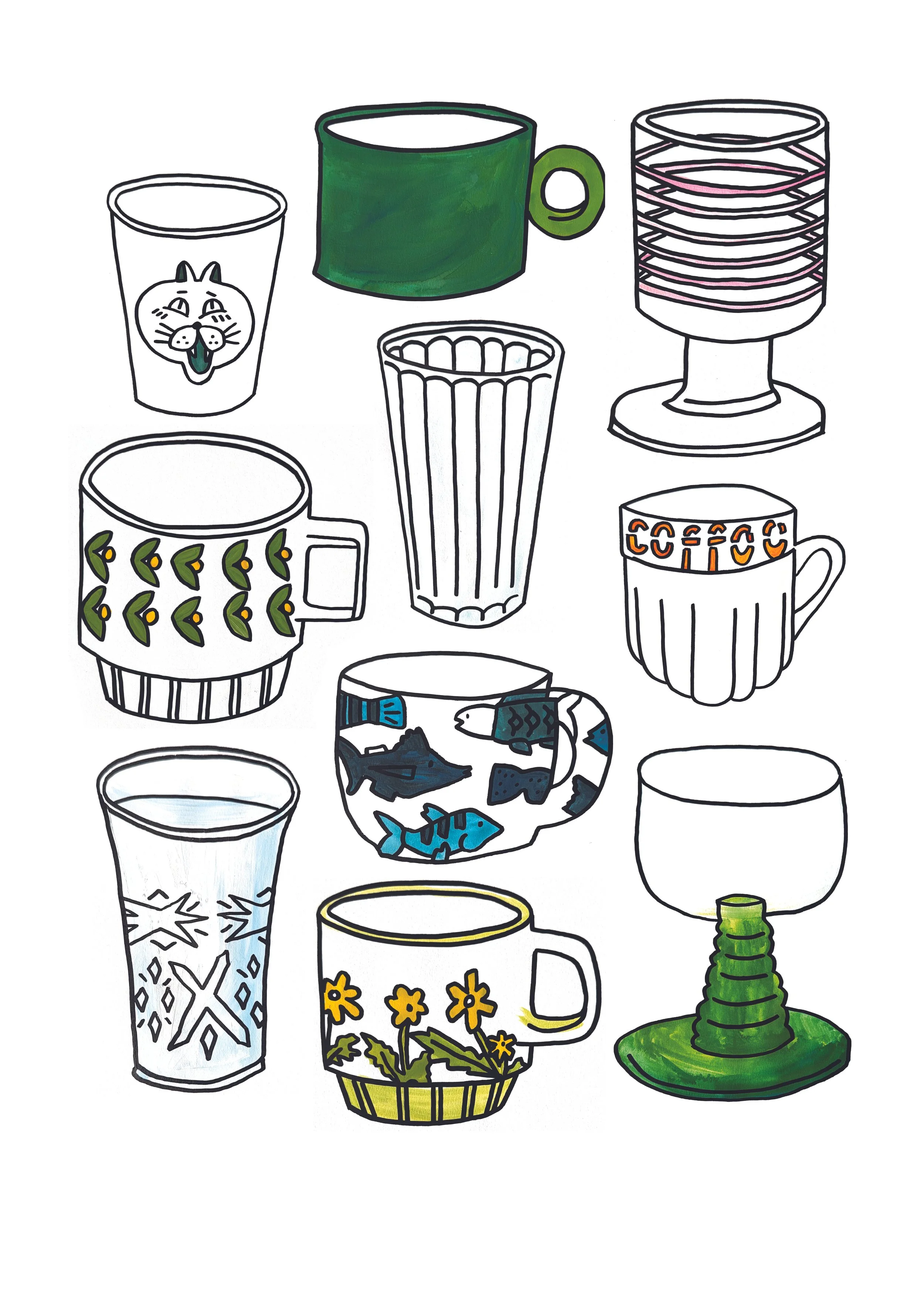 cup collection painted series