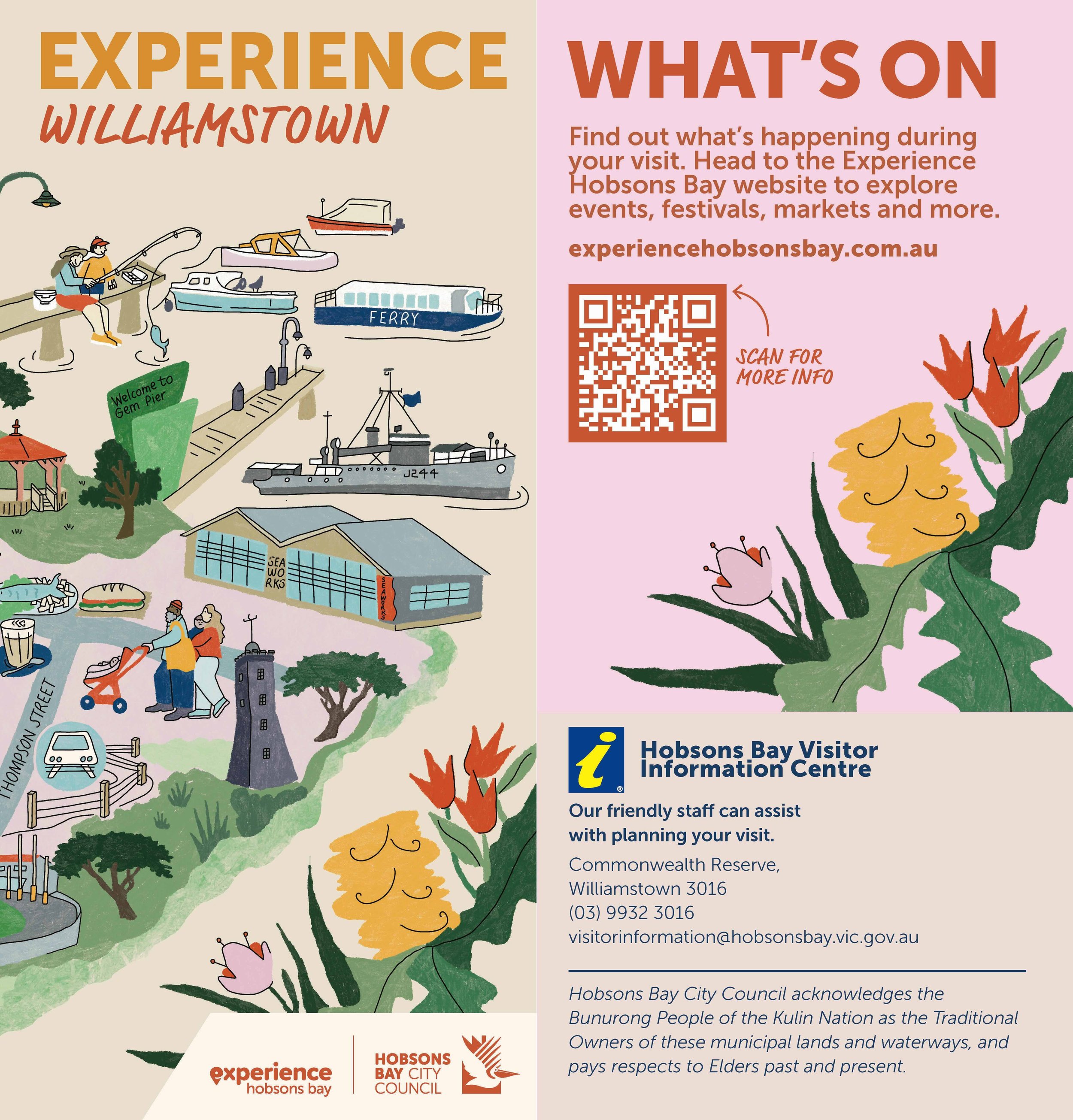 Illustrated Map and icons of Williamstown, Melbourne
