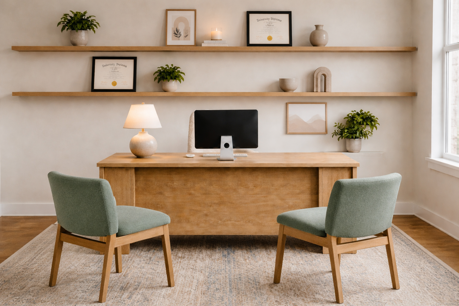 AI rendering for the general vibe of the office main wall