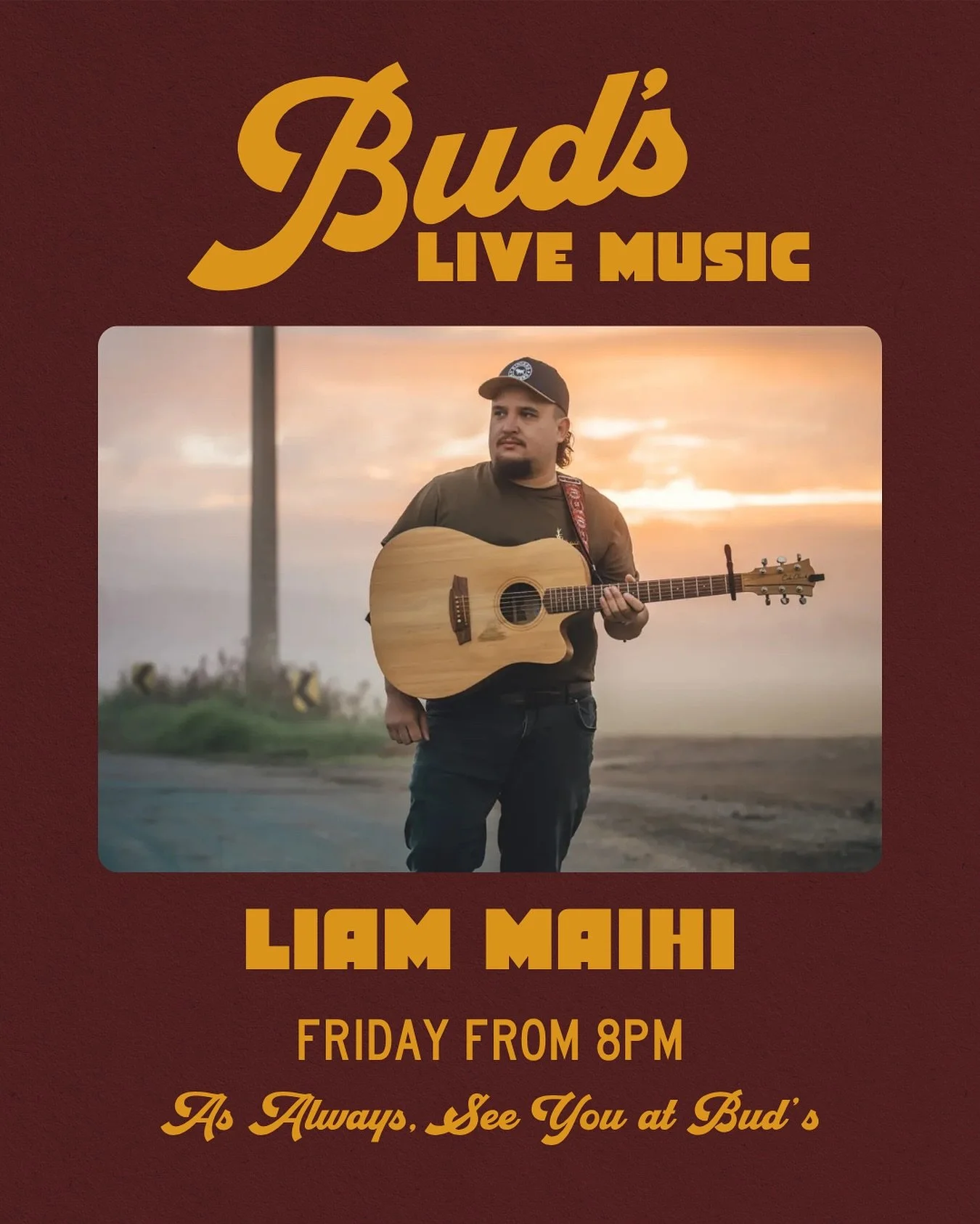 He’s back where he belongs … on the Buds stage. 
Catch Liam live from 8pm Friday - guaranteed good tunes, average banter & top tier vibes 🍺