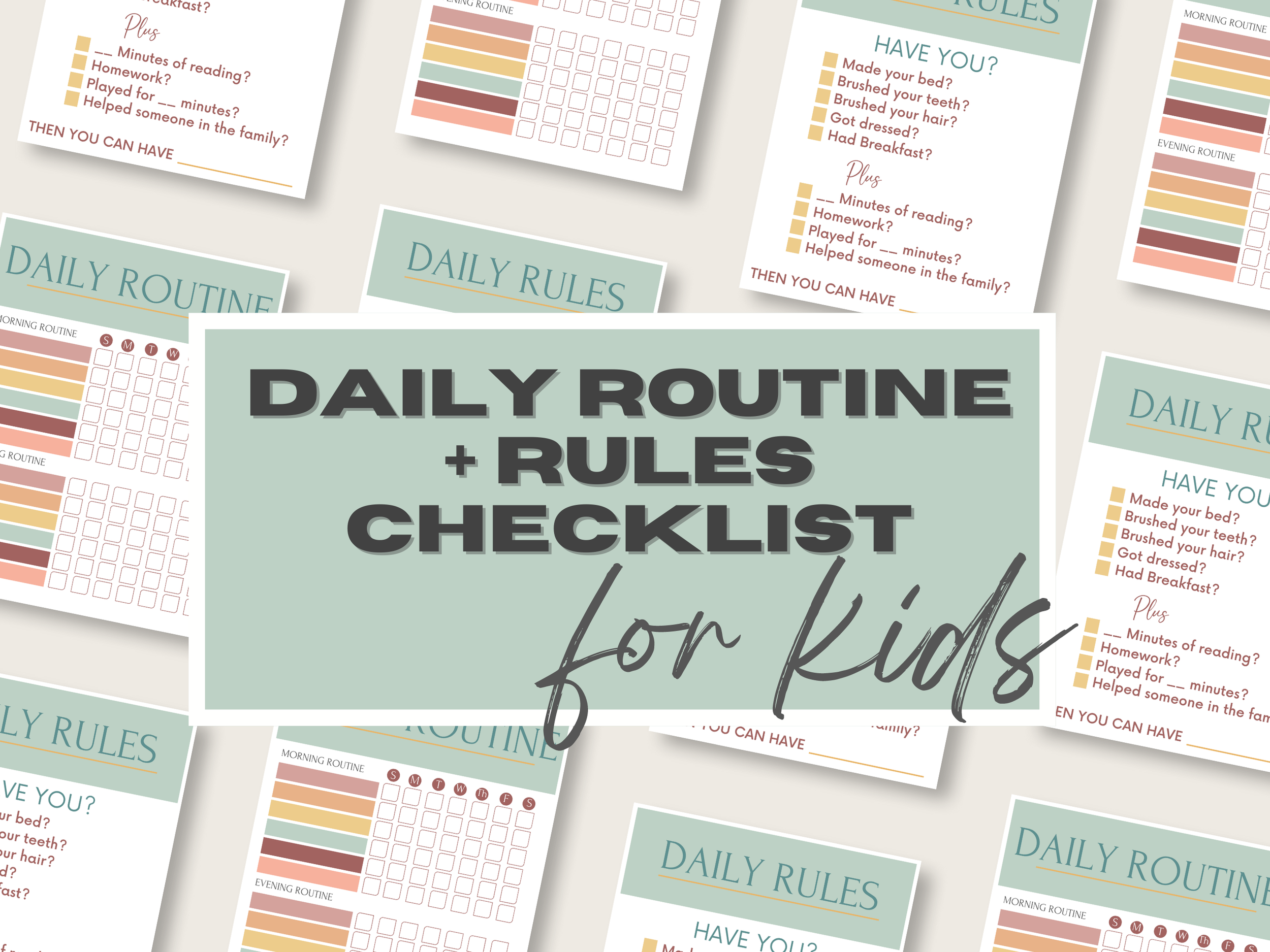 Daily routine and rules checklist for kids