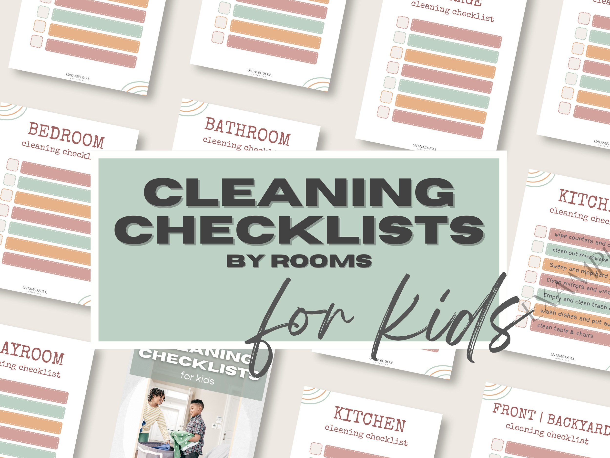 Cleaning Checklists for Kids by room
