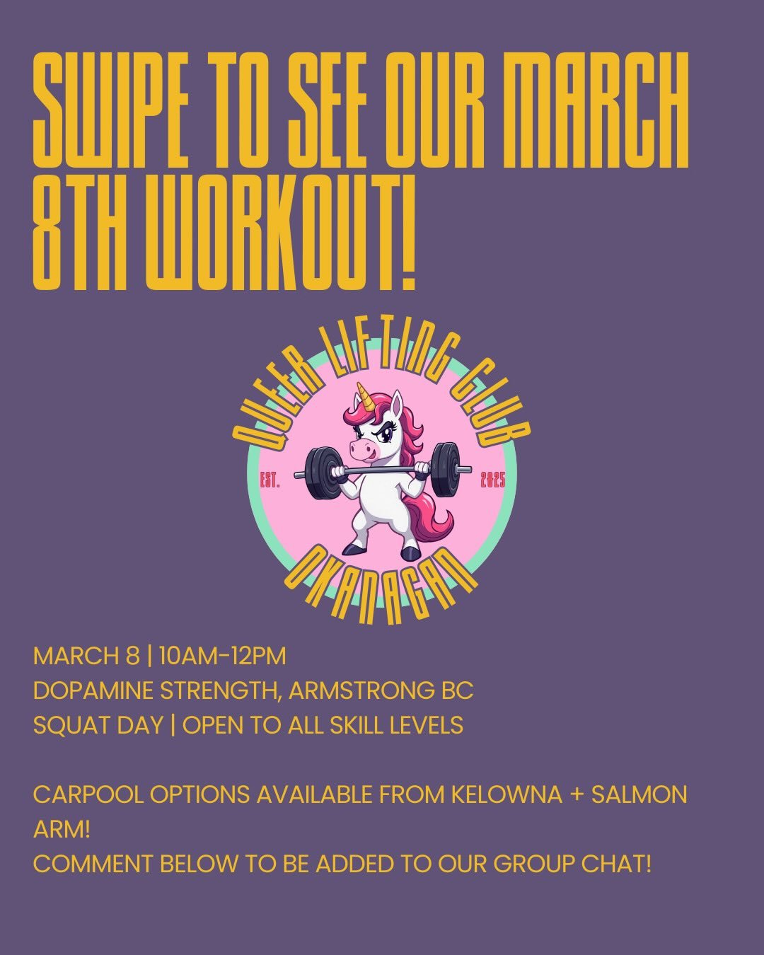 We&rsquo;re two weeks away from our next QLC meet up! 

SQUAT EDITION! Workout will be led by @ash_giovannini (they/them) with a fun foot mobility sequence to wrap up the day led by @_lighth0use (name only).

Drop in is FREE and allies are encouraged