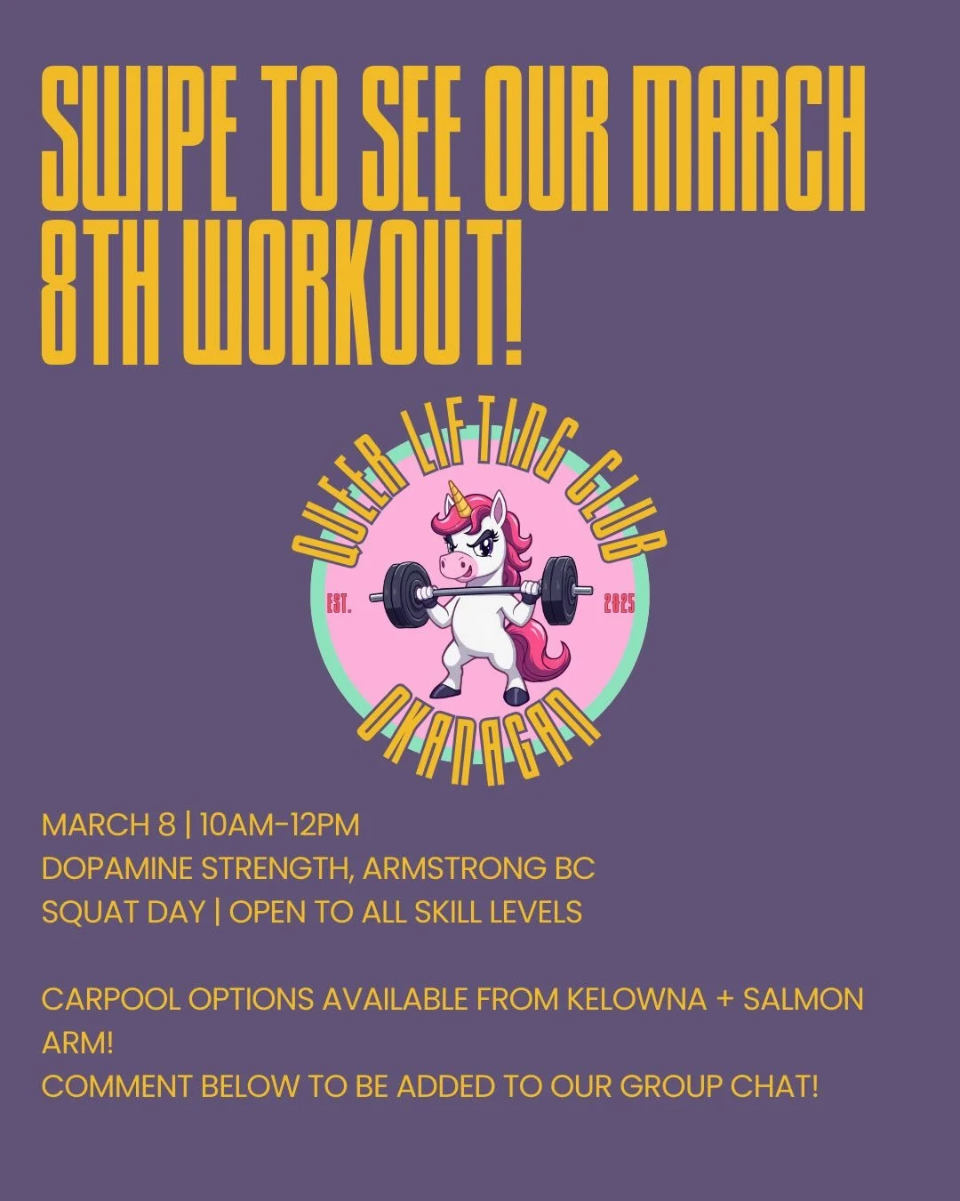 We&rsquo;re two weeks away from our next QLC meet up! 

SQUAT EDITION! Workout will be led by @ash_giovannini (they/them) with a fun foot mobility sequence to wrap up the day led by @_lighth0use (name only).

Drop in is FREE and allies are encouraged