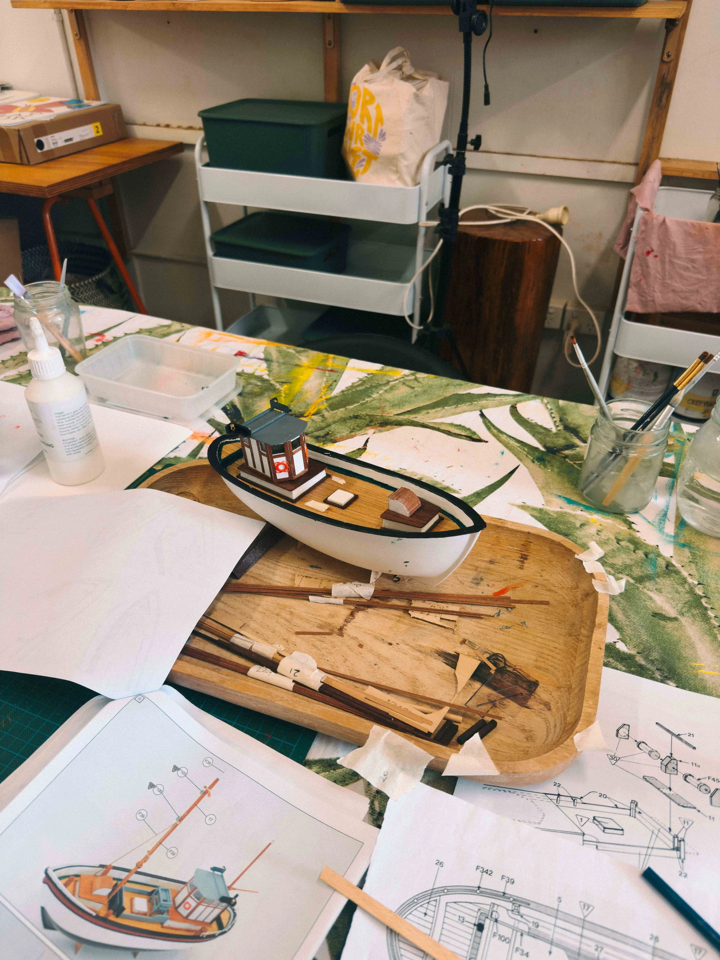 Model boat project in progress at Cairns-based creative support session2.jpg