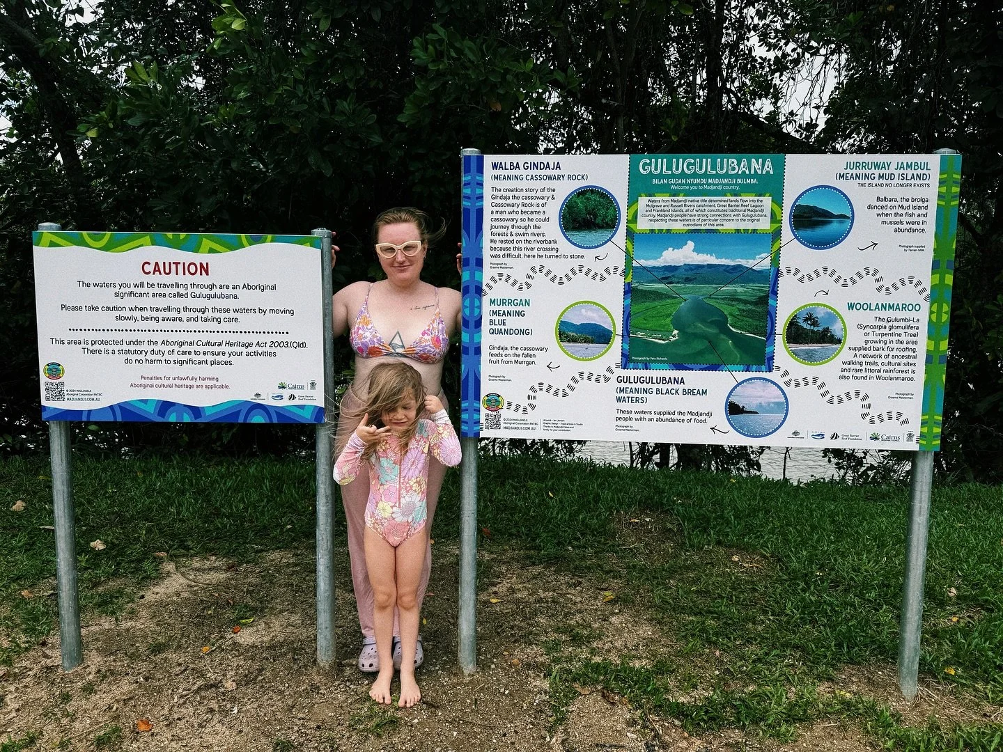 I had the pleasure to help bring to life these educational and cultural signs with the Madjandji Aboriginal Corporation which were designed to remind people using the Deeral boat ramp to take care when riding in the waters of the Mulgrave and Russel 