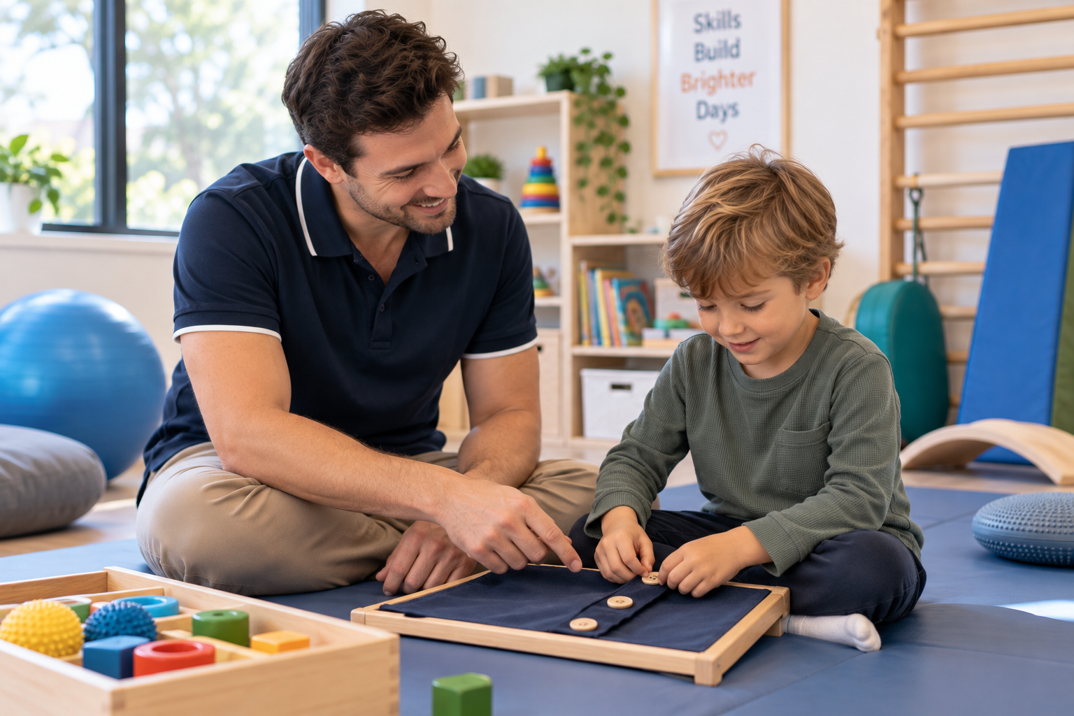 Grow & Tell occupational therapist completing a functional activity with a child during an assessment.