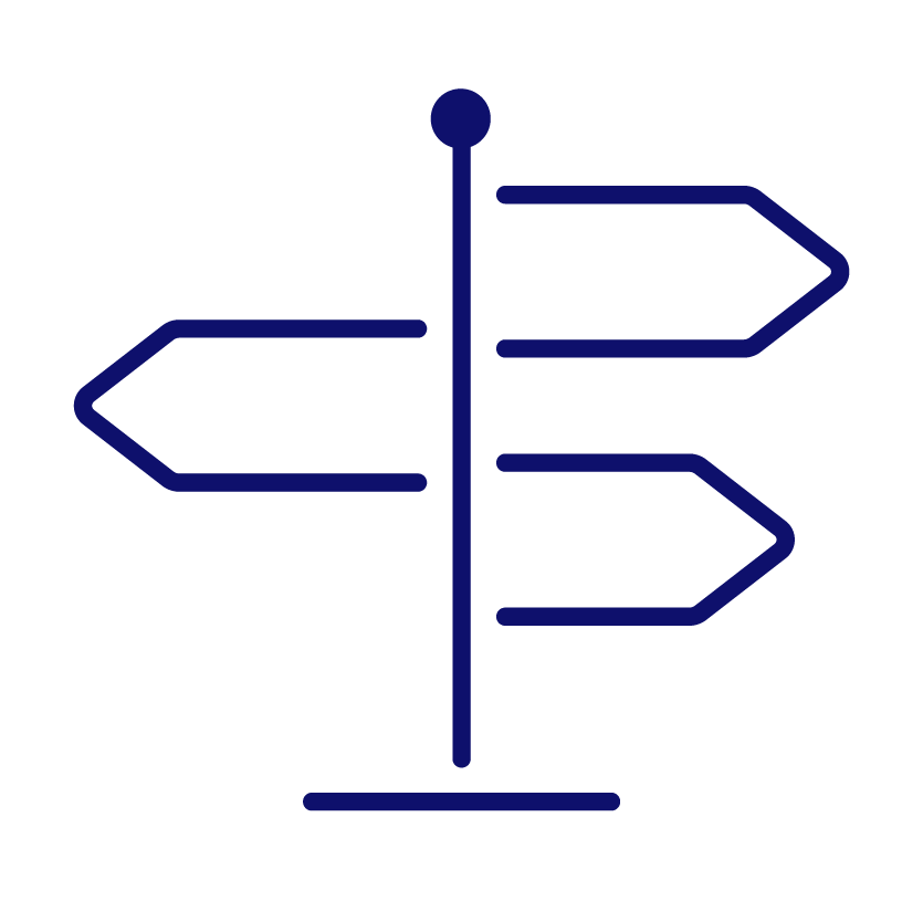 A signpost with four blank directional arrows, indicating different directions.