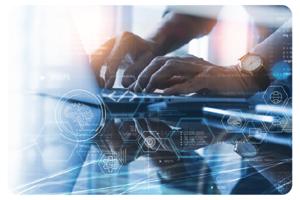 Advanced AI technology workspace in a contact center