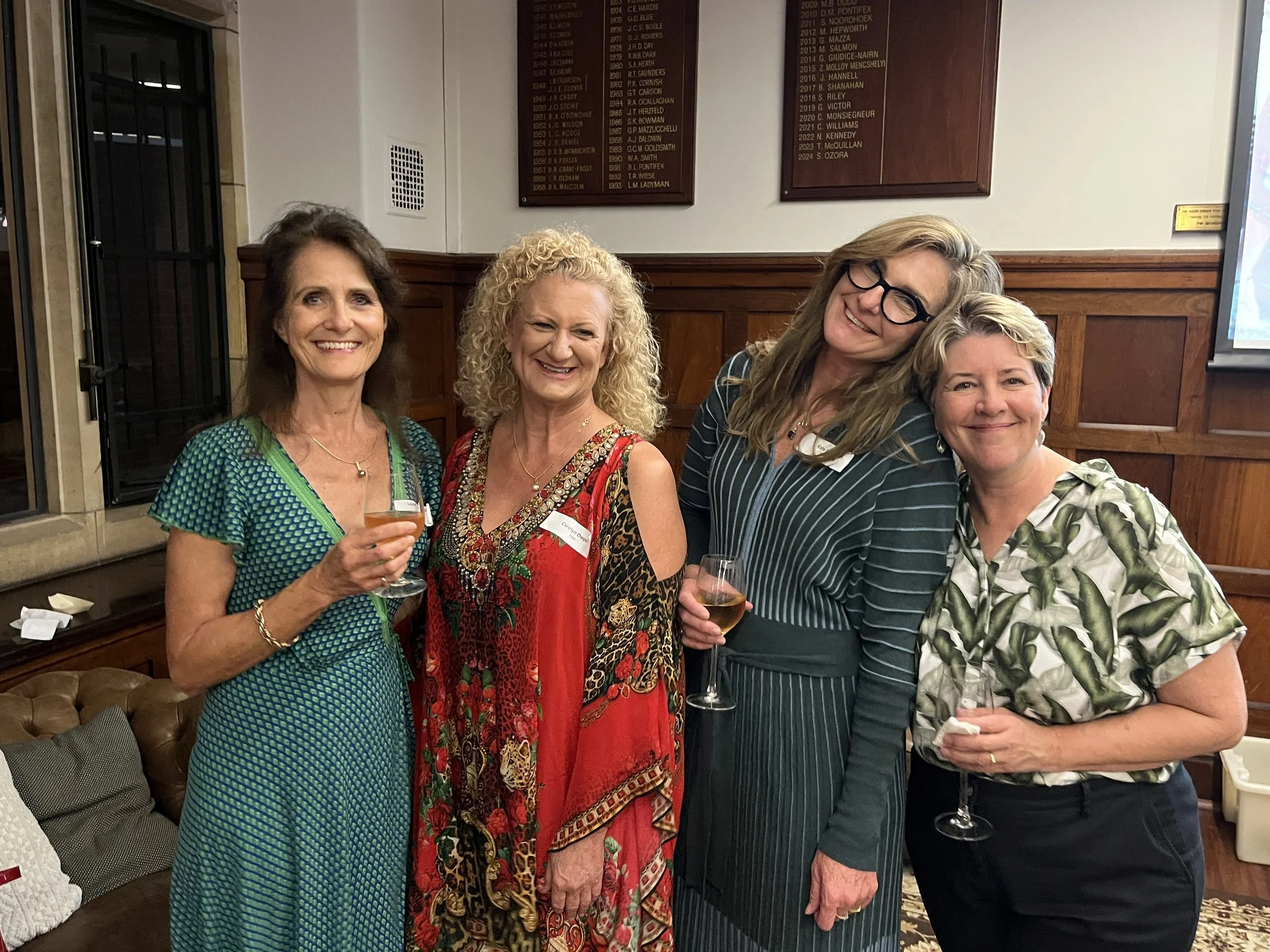  L-R Louise Pilkington, Caroline Dwyer, Kate Duncanson (Dawkins), Carolyn Baldwin (Thomson) 