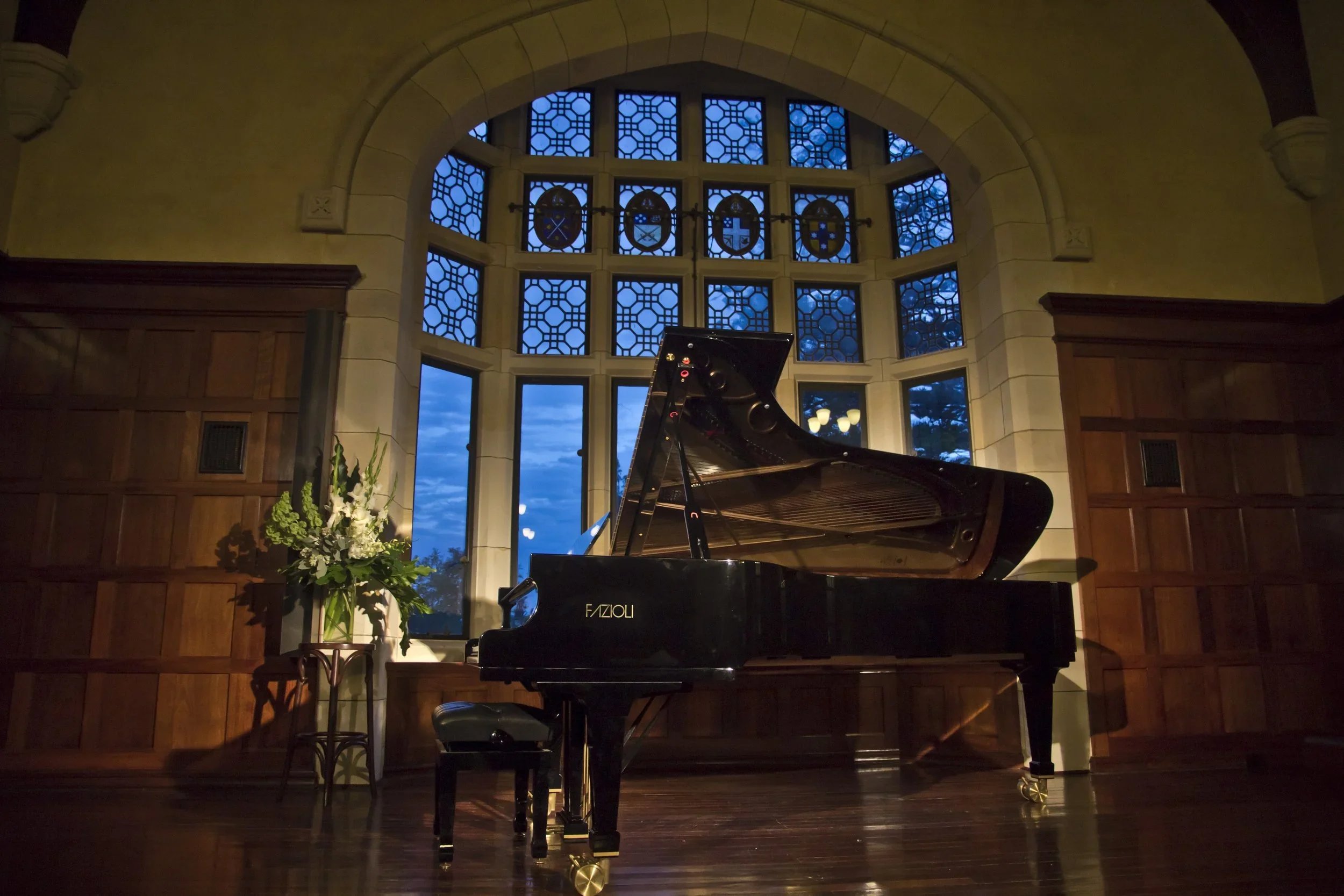 The Fazioli grand piano in the Dining Hall at St George's C