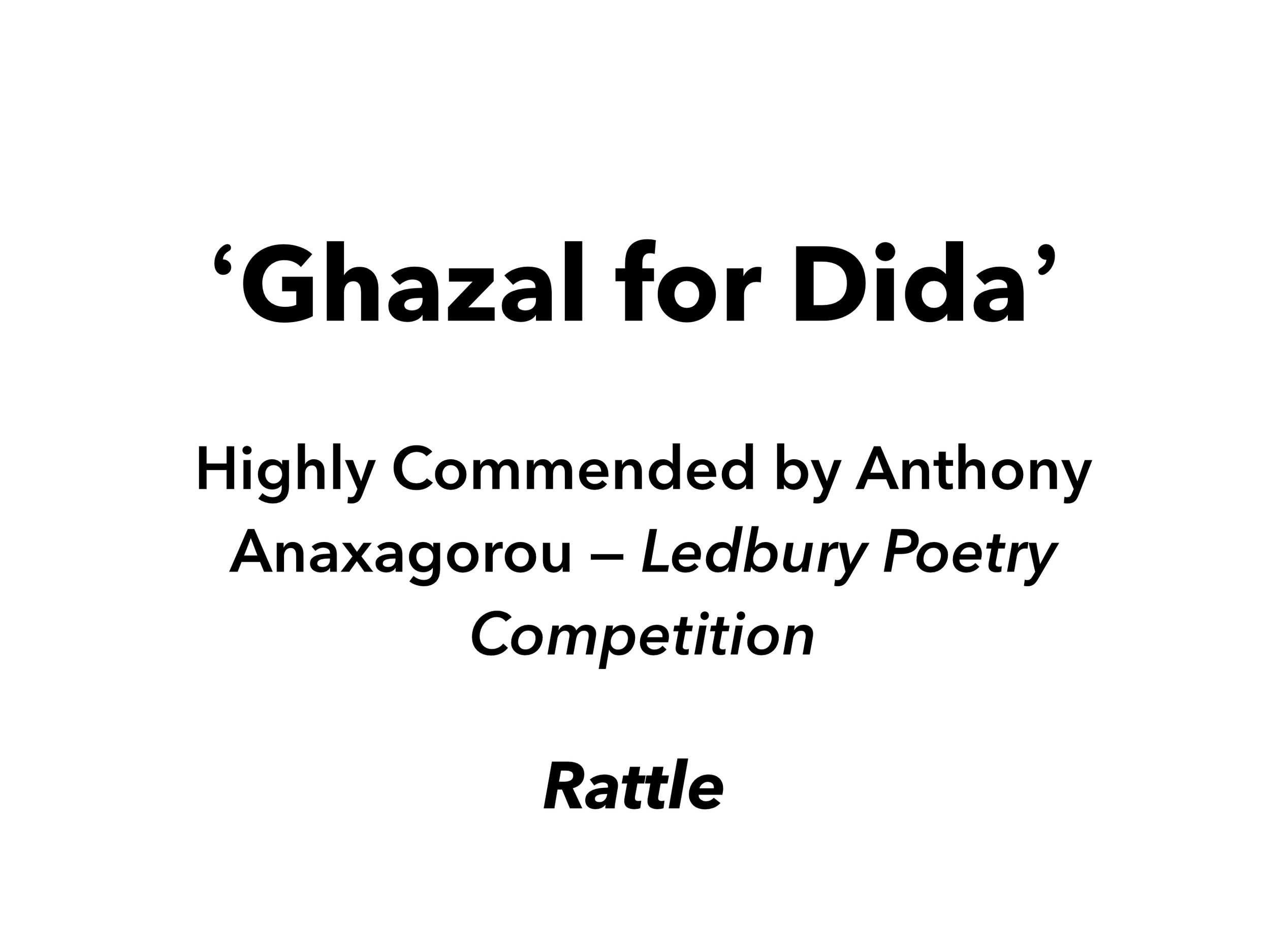 Ghazal for Dida