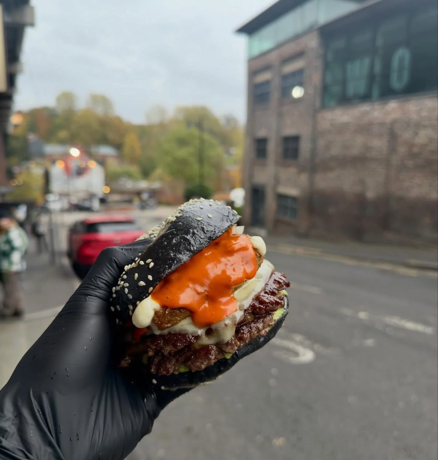 HAPPY HALLOWEEN 🎃👻

two @randjyorkshiresfinest beef patties, nduja mayo, basil pesto, mont jack, american cheese &amp; a fried mozzarella slab on charcoal buns from @zees_heaton 

on until it&rsquo;s gone 💀