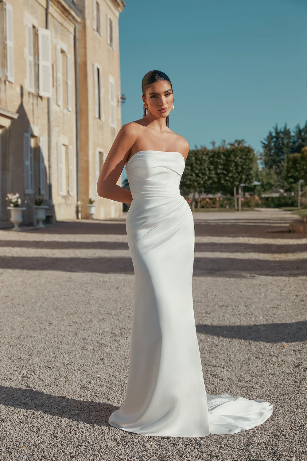 the white dress newport beach Wedding by Anne Barge Size:12 years US numeric Cotton Dress with Flared NA-10.21.25AM