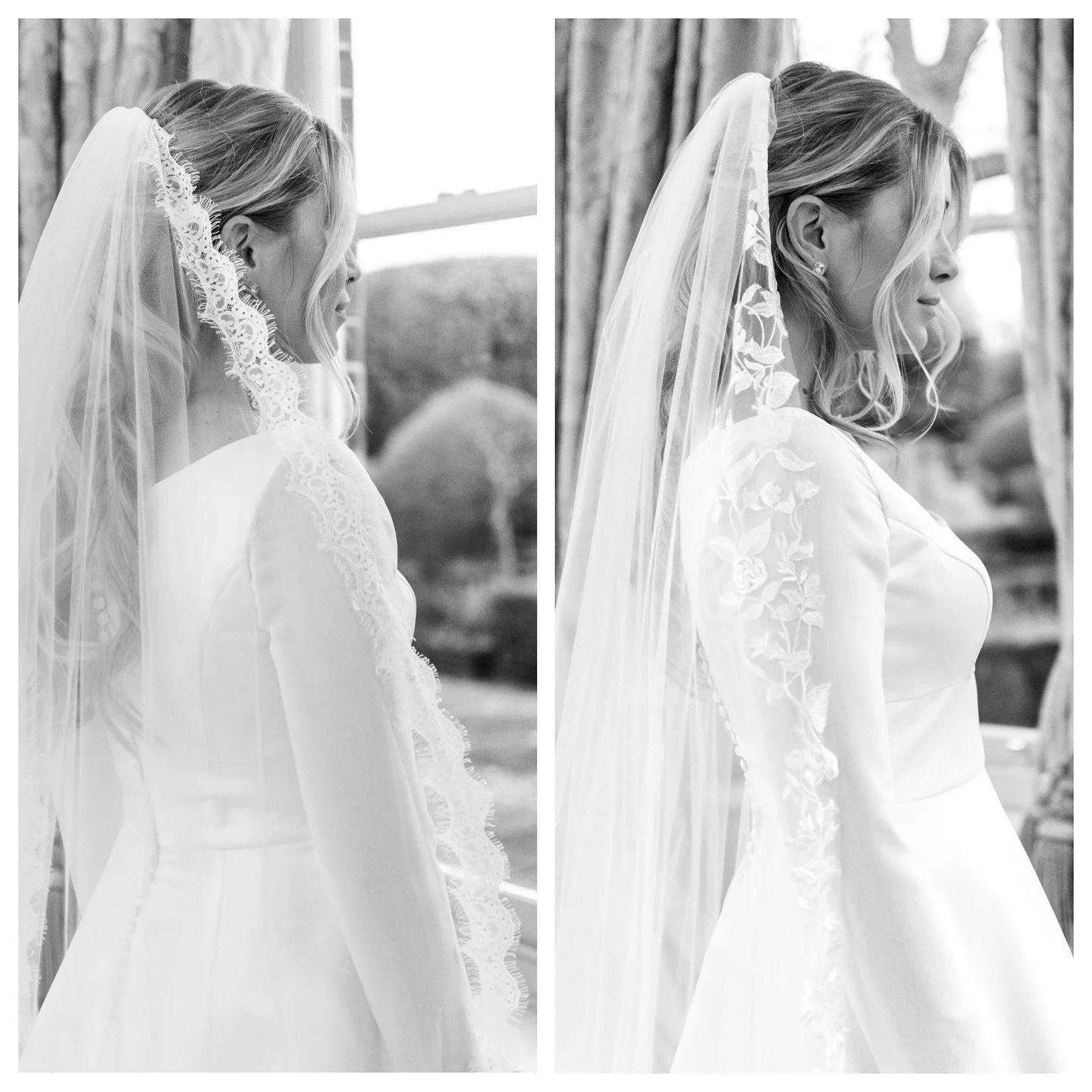 Slightly obsessed with new @emmabridals veils!! You can choose from French lace or a floral lace and both start from the top of the comb for extra drama!!