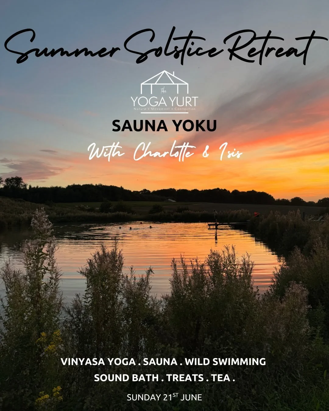 SUMMER SOLSTICE RETREAT
Sauna Yoku x The Yoga Yurt 🌞

Celebrate the Summer Solstice with a boutique afternoon retreat designed to restore, energise and ground you in nature. Join us for a carefully curated experience blending movement, heat, cold th