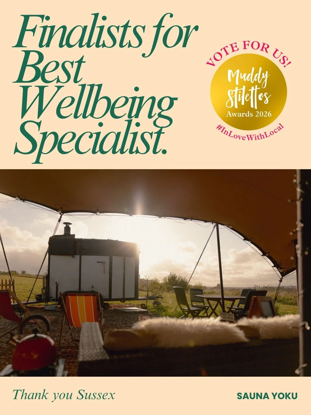We&rsquo;ve made the finals ✨

SAUNA YOKU is a finalist in the Muddy Stilettos Awards 2026 for Best Wellbeing Specialist in Sussex.

What we&rsquo;ve built is small, independent, and run by a team who genuinely care about the experience people have w