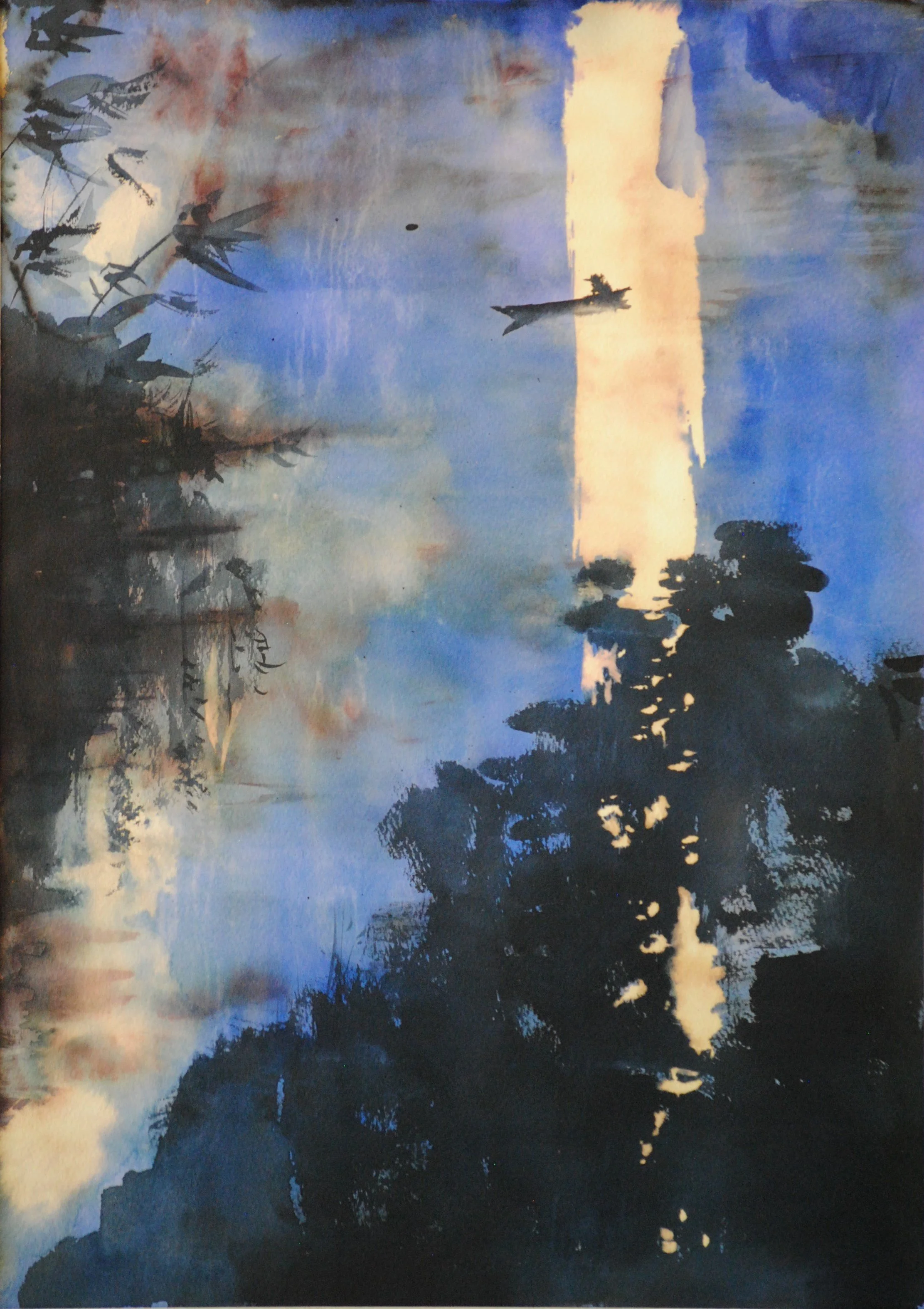 LUNA ORIENTAL (Tinta - Acuarela - Papel)