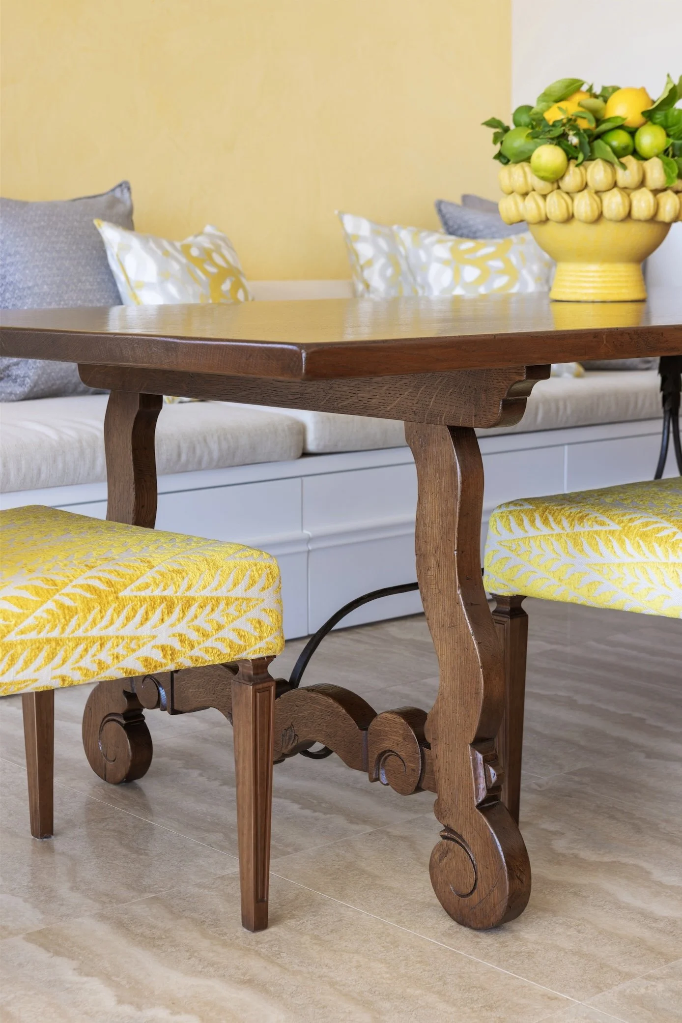 Alt text: Designer dining table with considered proportions and handcrafted timber base.