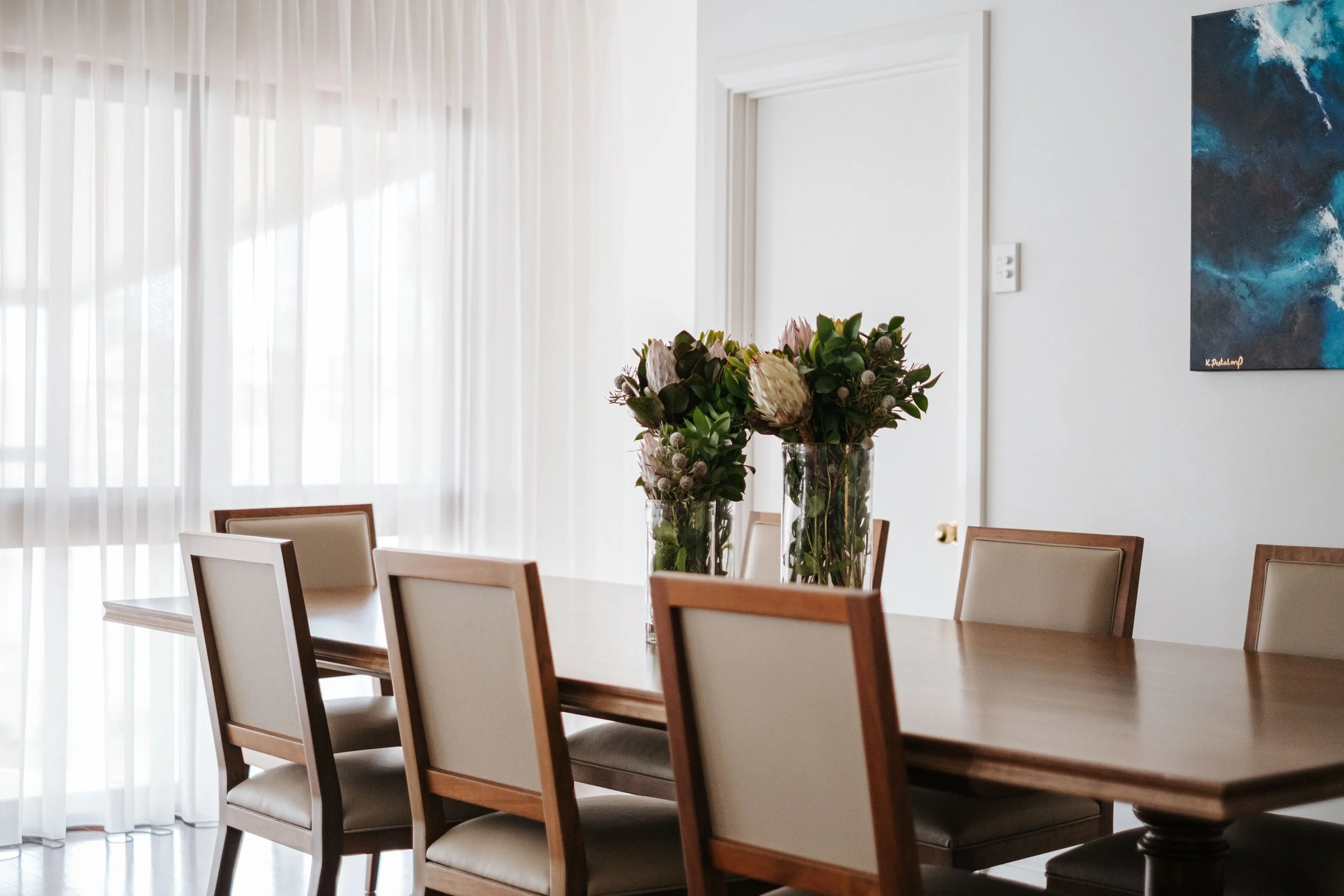 Custom dining table dimensions and furniture layout prepared by Sherwood Furniture Perth. 