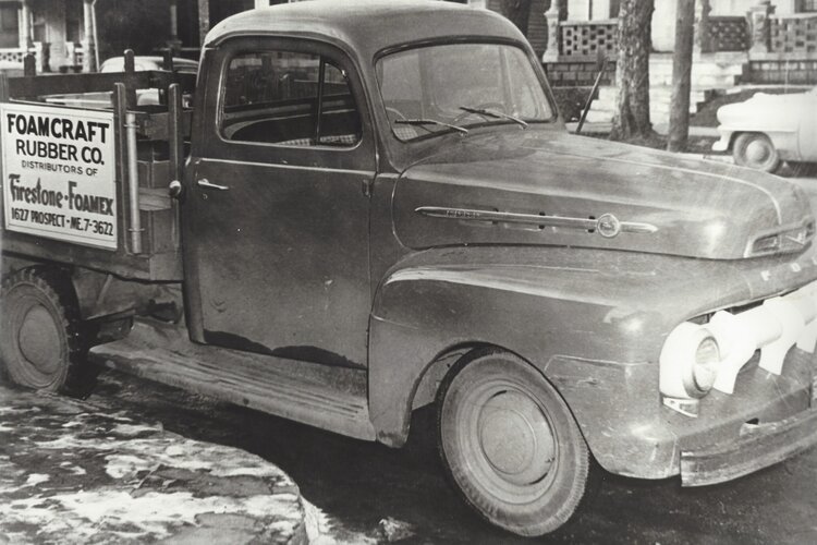 Historical photo of our original delivery truck.