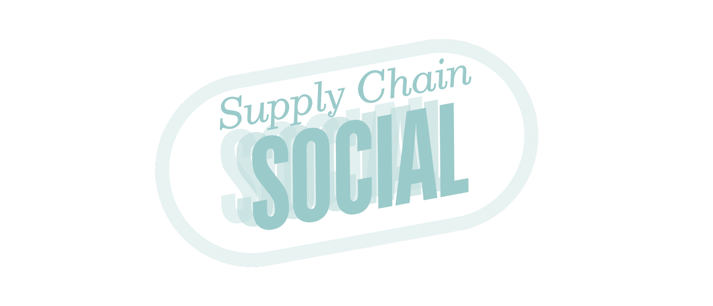 Graphic with rounded shape containing the text 'Supply Chain SOCIAL' in teal and gray colors.