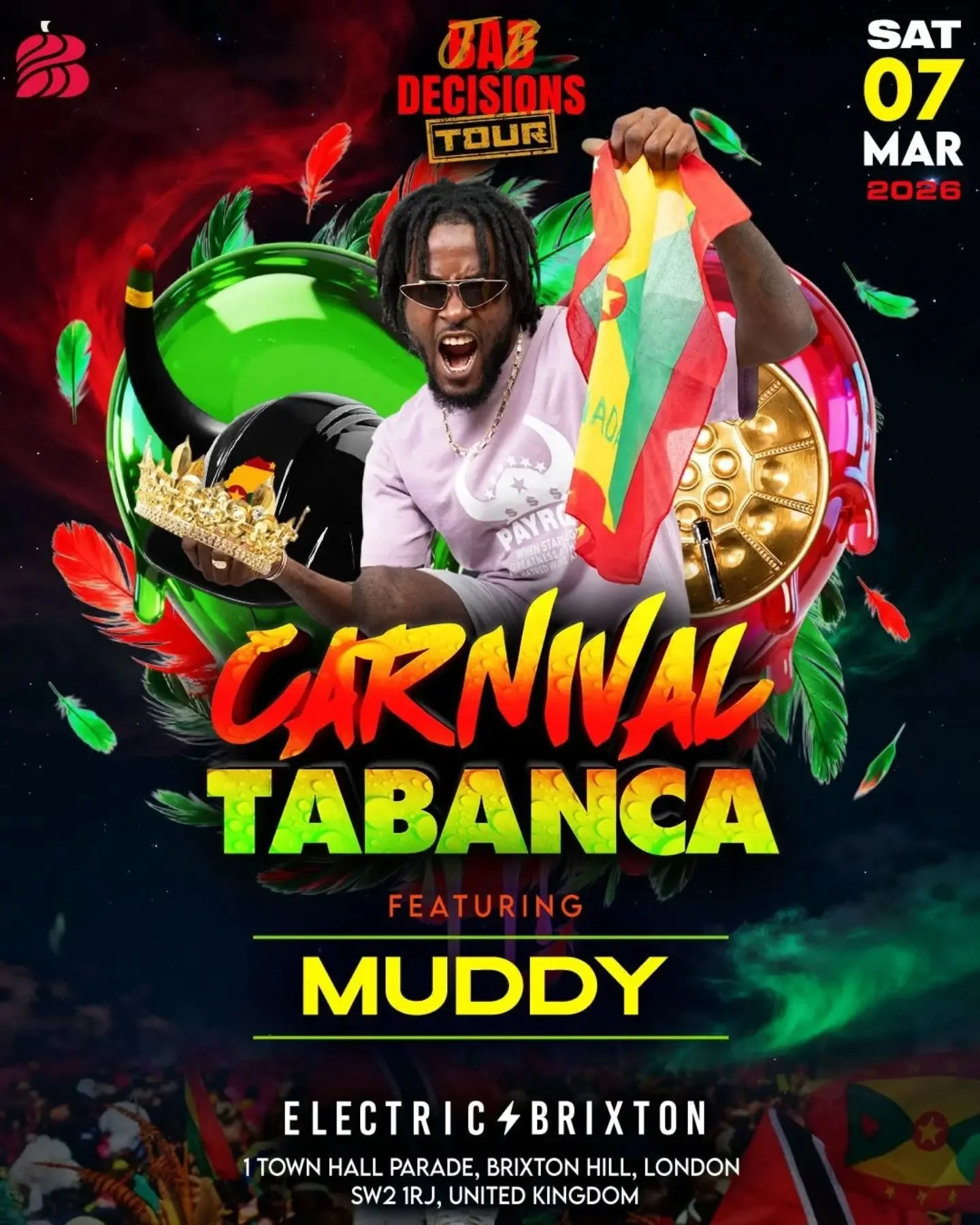 💰🔥 Put D Jab Jab On Ah Payroll 🔥💰

🇬🇩 10 DAYS UNTIL the Jab Decision Tour touch down London 🇬🇧 and we coming in HOT! 

First artist announcement ➡️ @muddy_original !!! 🎤🔥

Get ready for BIG vibes and a stage shell down like never before!! ?