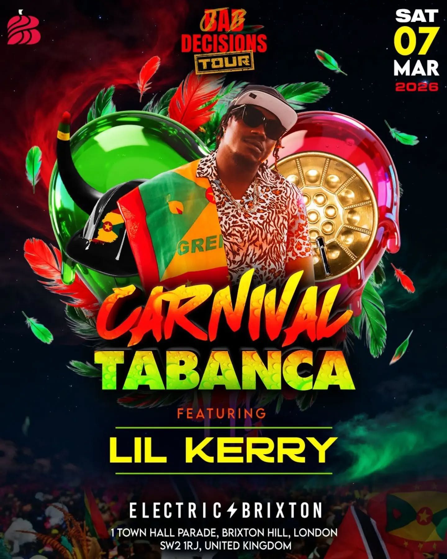 🇬🇩🔥Place Done Place Done Place Done Now!! 

SPICE MAS ROAD MARCH CHAMPION IN THE BUILDING! 🇬🇩🔥

@lilkerry_1 touch down heavy and bringing real Jab Energy! 👑🏆

⚠️ ONLY 20 TICKETS LEFT ! Doh get catch outside!

🗓️ Saturday 7th March 2026
📍 El