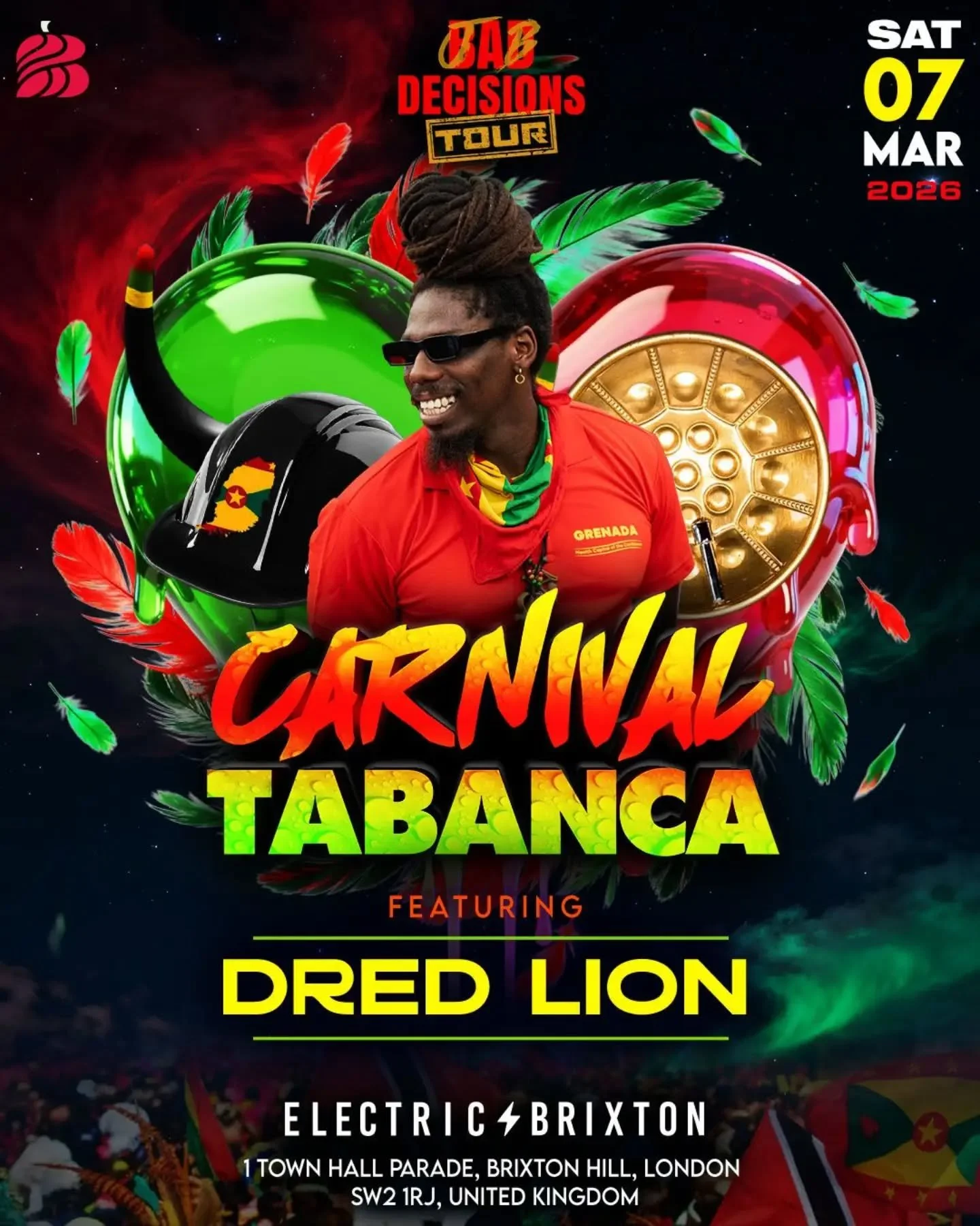 Get yuh Callaloo leaves ready!!! 🌿🇬🇩

Jab energy getting real serious now! Next up is @dred_lion stepping in heavy to mash up the stage proper 🔥🔥 🔥 

When Grease It Down drop, is pure madness in the air! Waistline working, flags waving, and the