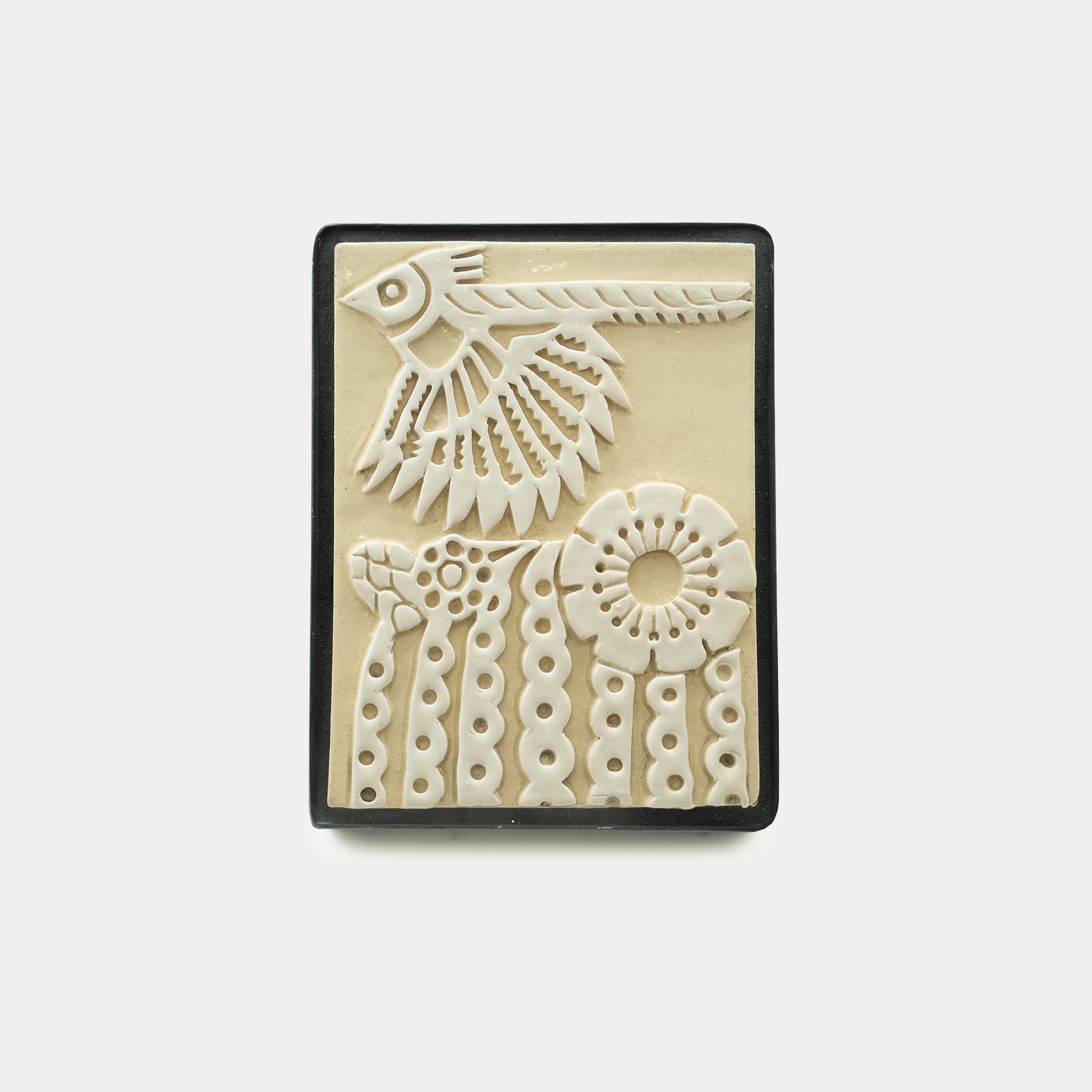 Cardinal and Saguaro Bloom Tile Framed