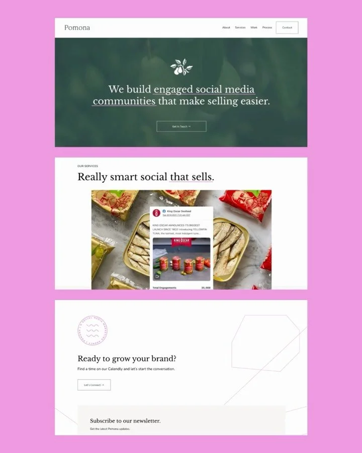 ✨ Excited to share the new website I designed for my friends at @pomonacreative!

A few years ago I created their visual identity. This year, we refined the look and elevated their web presence with streamlined logos, refreshed colors, new patterns, 