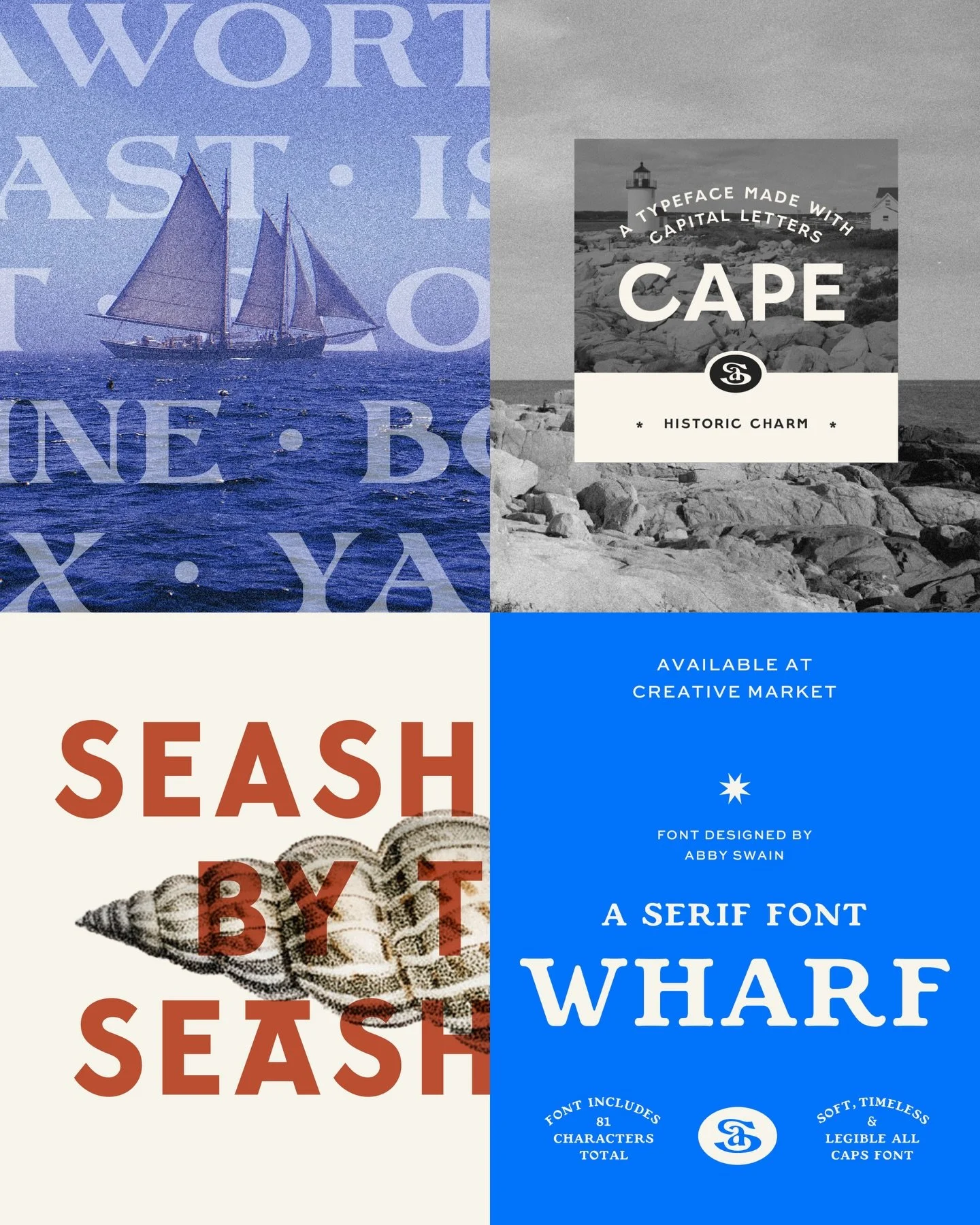 🌊 Coastal Font Giveaway!

I&rsquo;m giving away 4 of my favorite display fonts &ndash; Vacationland, Wharf, Cape, and Keel &ndash; to 2 lucky winners! How to enter:
 1️⃣ Follow me @abbyswaindesign
 2️⃣ Comment on this post telling me your favorite c