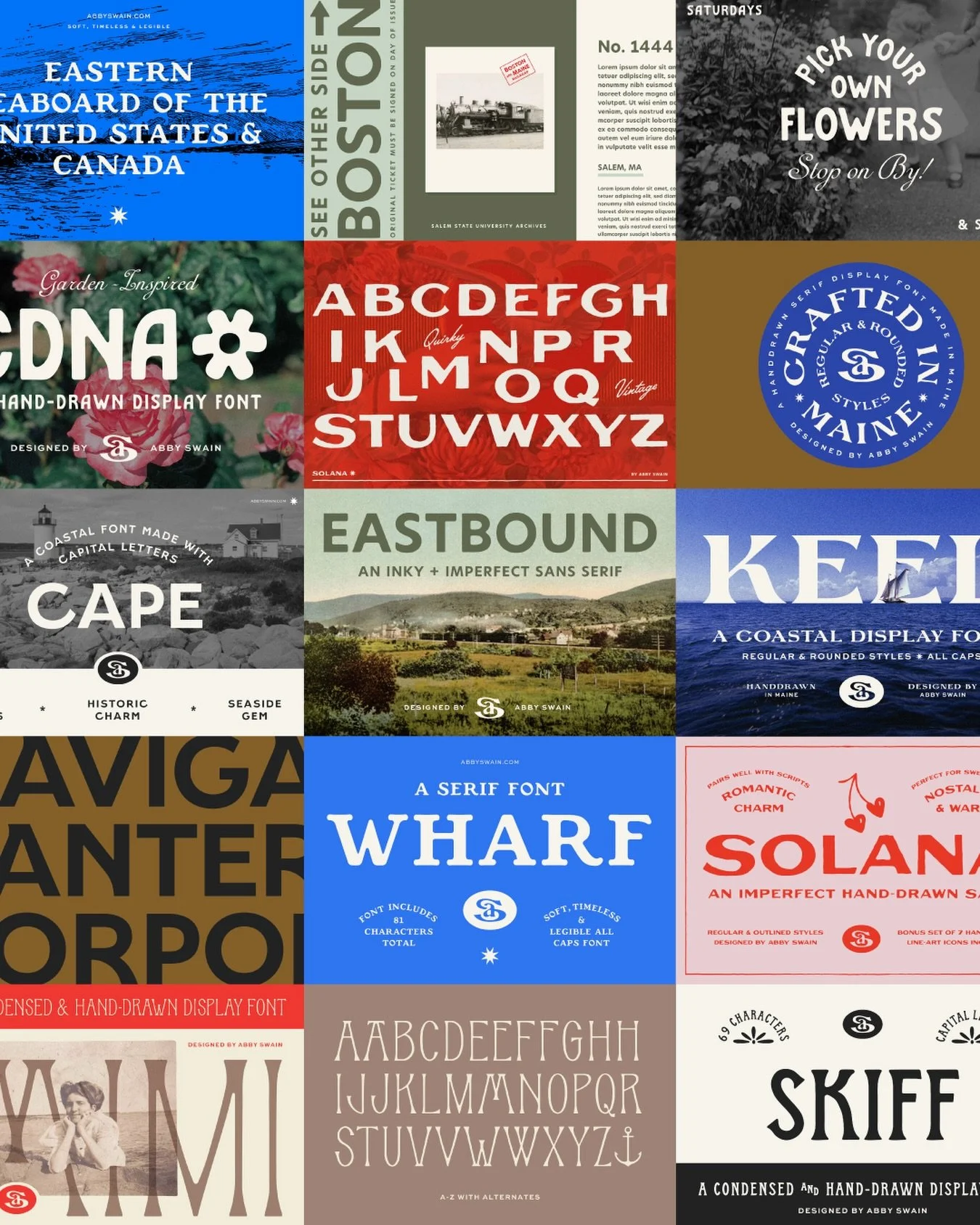 EAST COAST FONT BUNDLE GIVEAWAY 🌊

Win all 9 of my East Coast-inspired display fonts! Vacationland not pictured.

👉 $10 per entry &mdash; enter as many times as you&rsquo;d like. The complete font bundle is valued $225.

100% of proceeds will be do