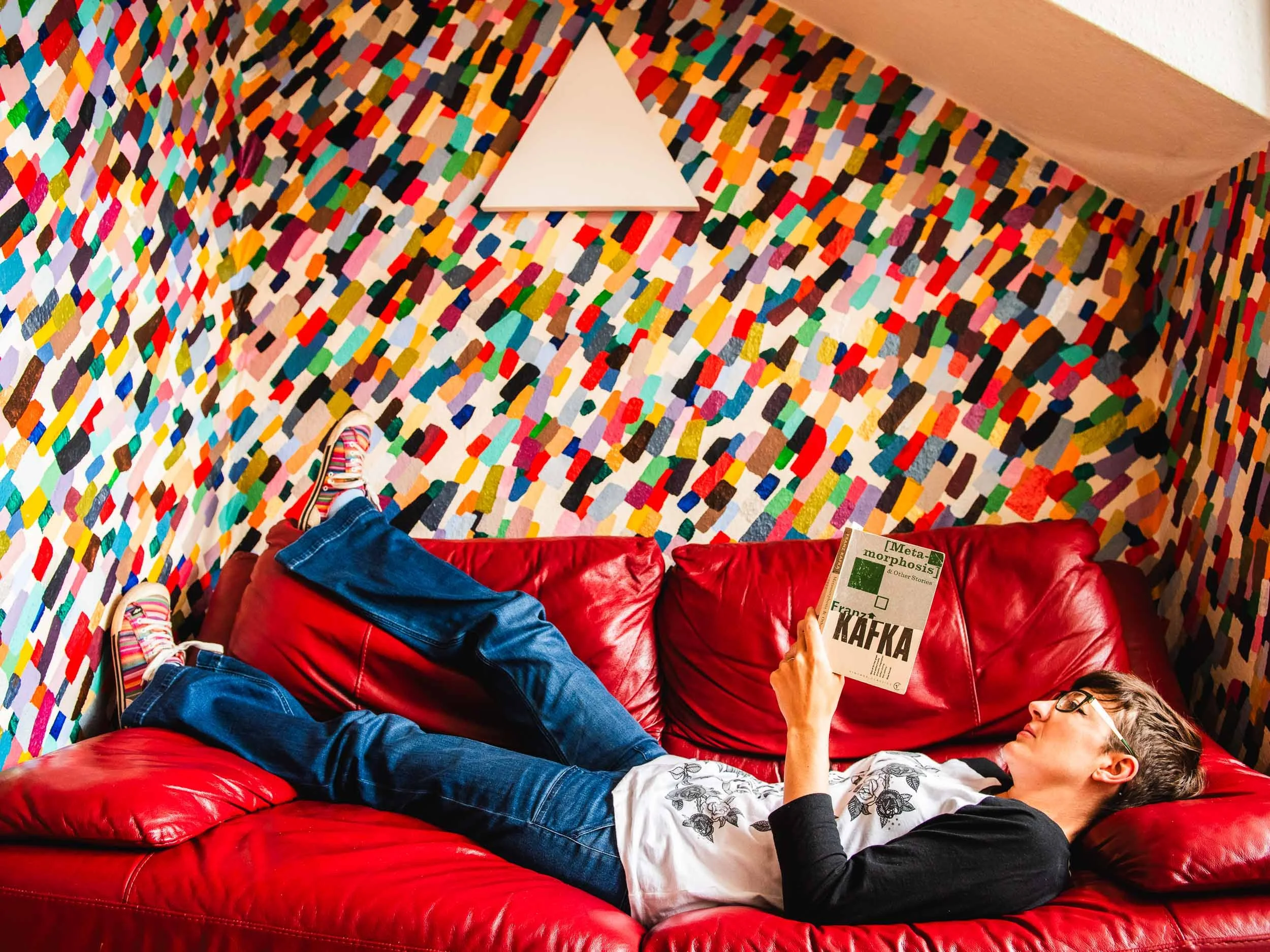 Portrait of Canadian artist Michelle Cohen at her studio in Glasgow, Scotland.