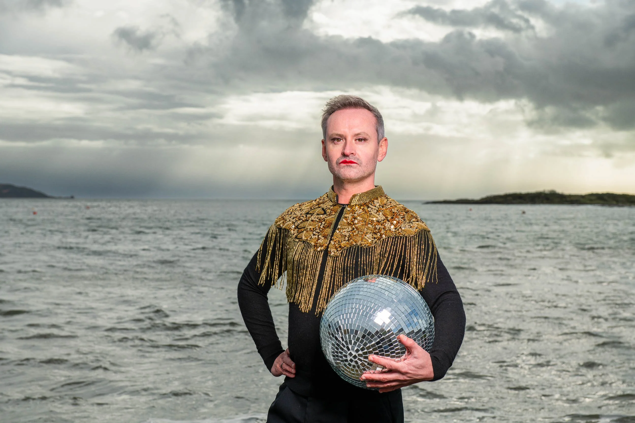 Actor Darren Brownlie promo photography in Millport for Sleeping Warrior Theatre Company Edinburgh Fringe Festival production 'Crocodile Rock.
