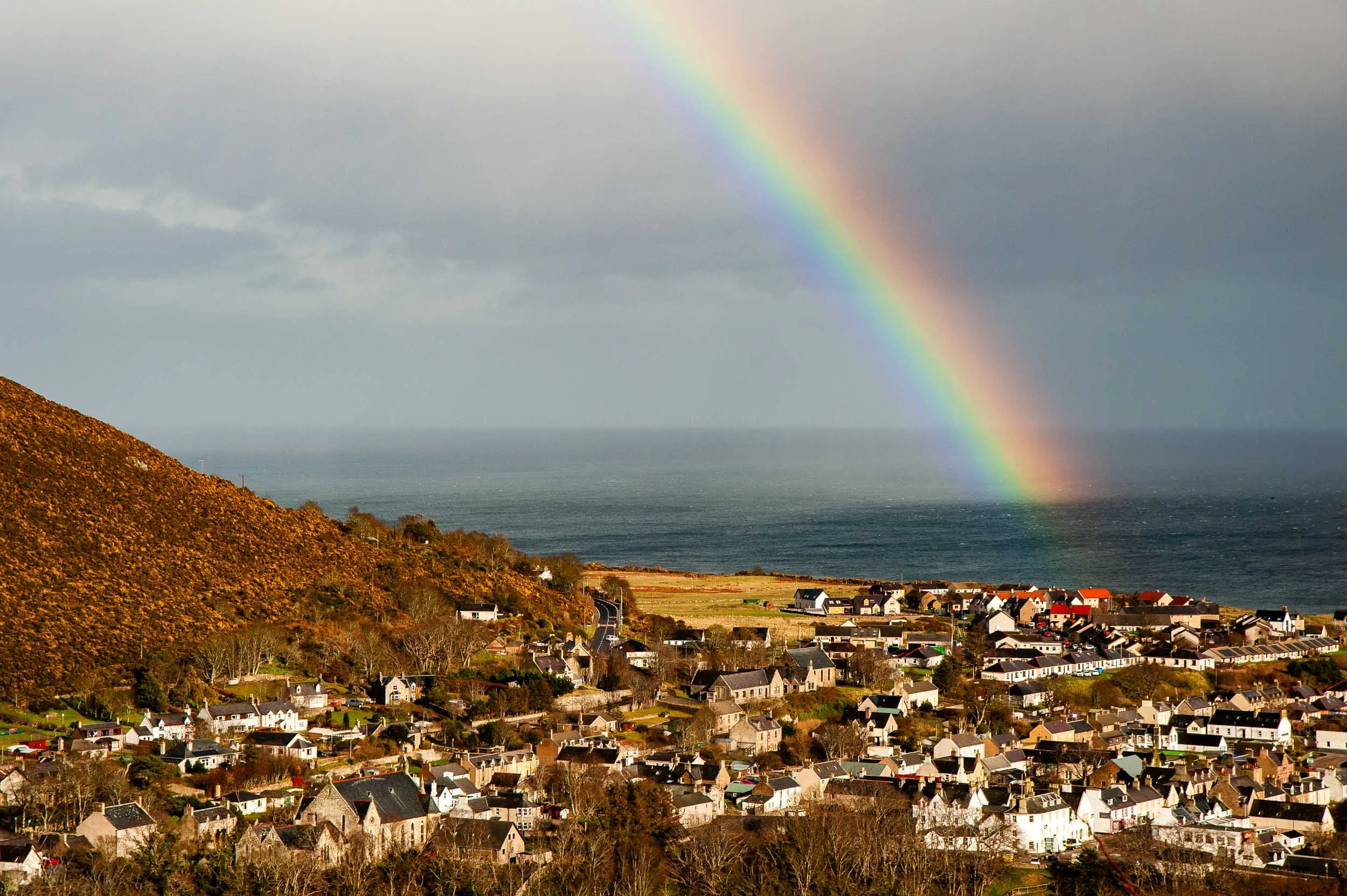 'Helmsdale Rainbow' landscape photography in Sutherland, Scottish Highlands.  