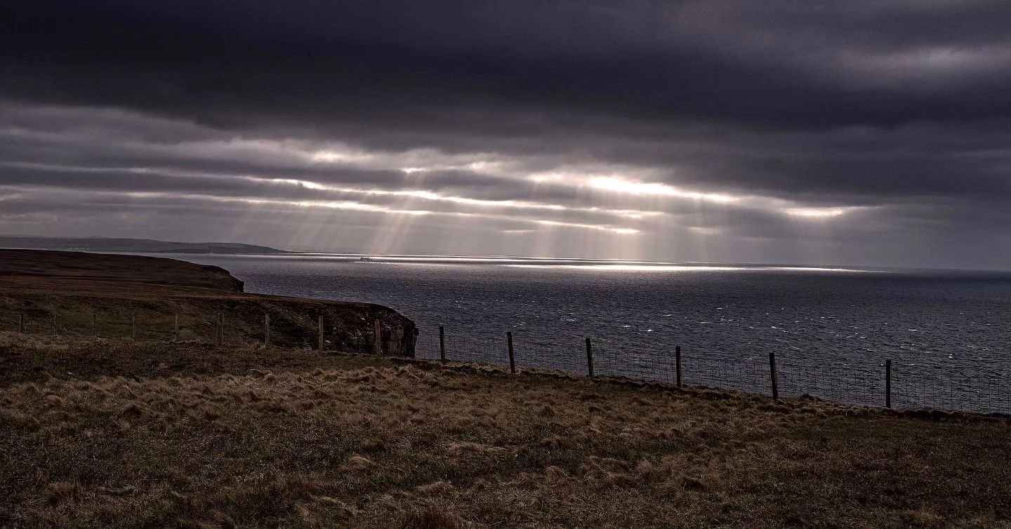 Shards of light on the Pentland Firth with the speck of a fishing boat on the distant waves. I will be exhibiting 6 works, 4 specially commissioned @sidhchailleann_art for the &lsquo;Industrial Caithness&rsquo; exhibition at The Ross Institute, Halki